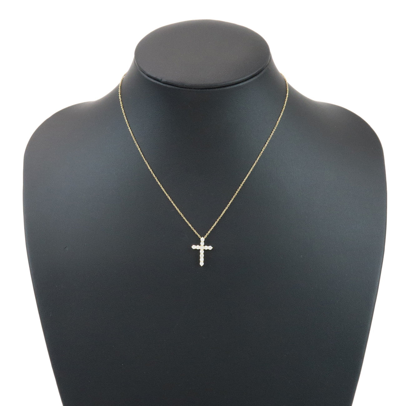 Tiffany & Co Small Cross 11P Diamond Necklace K18YG 750YG