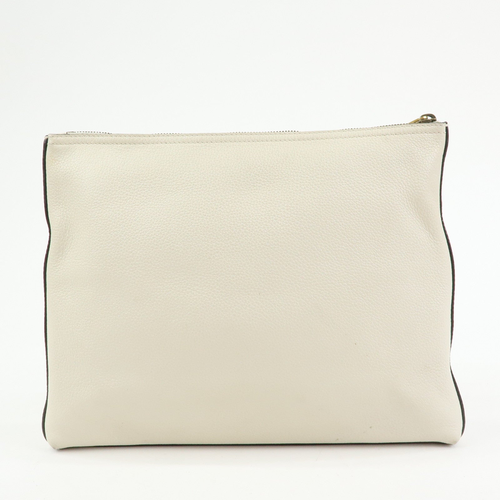 GUCCI Sherry Vintage Logo Leather Clutch Bag Pouch Ivory 500987