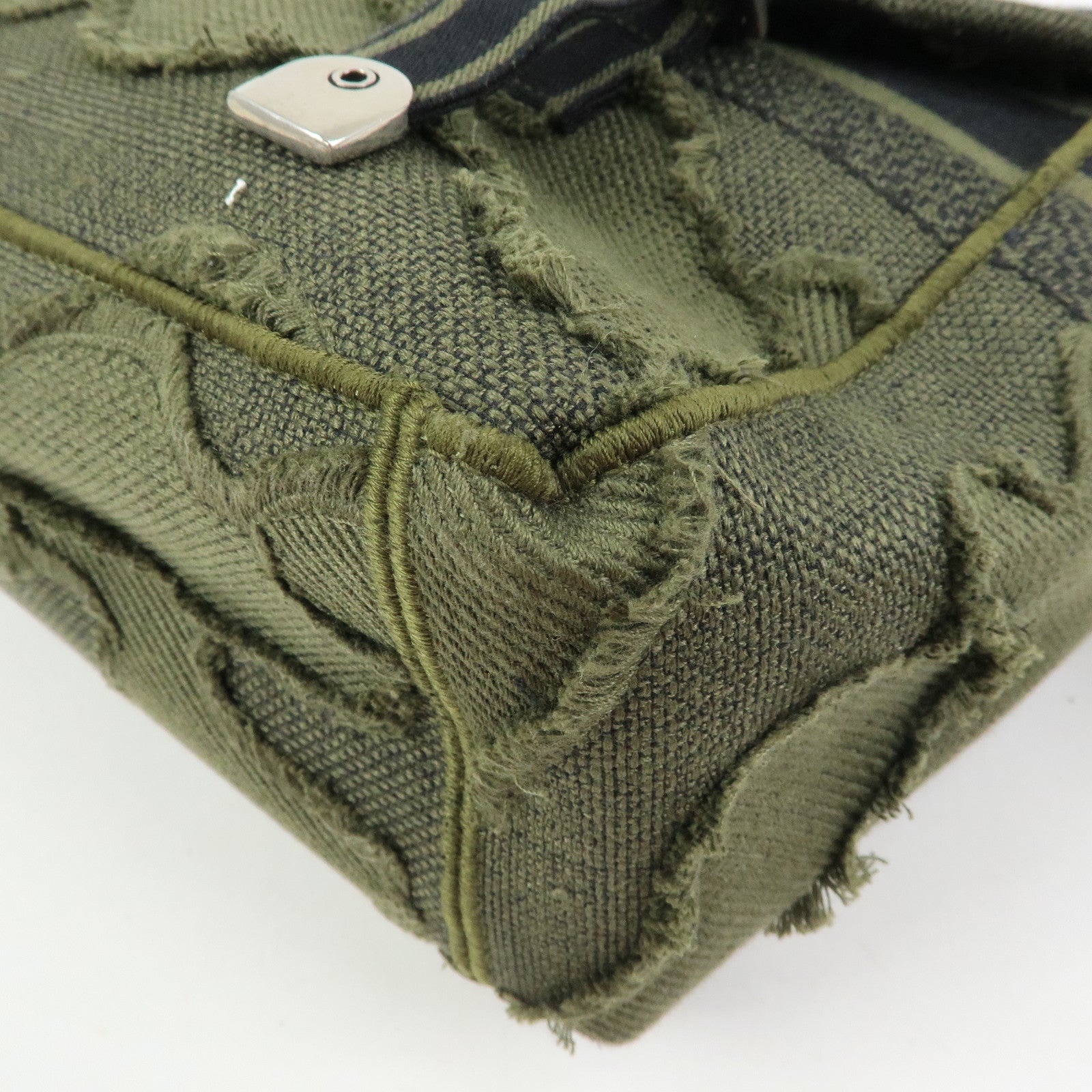 Christian Dior Dior Camp Cotton Canvas Shoulder Bag Khaki Black