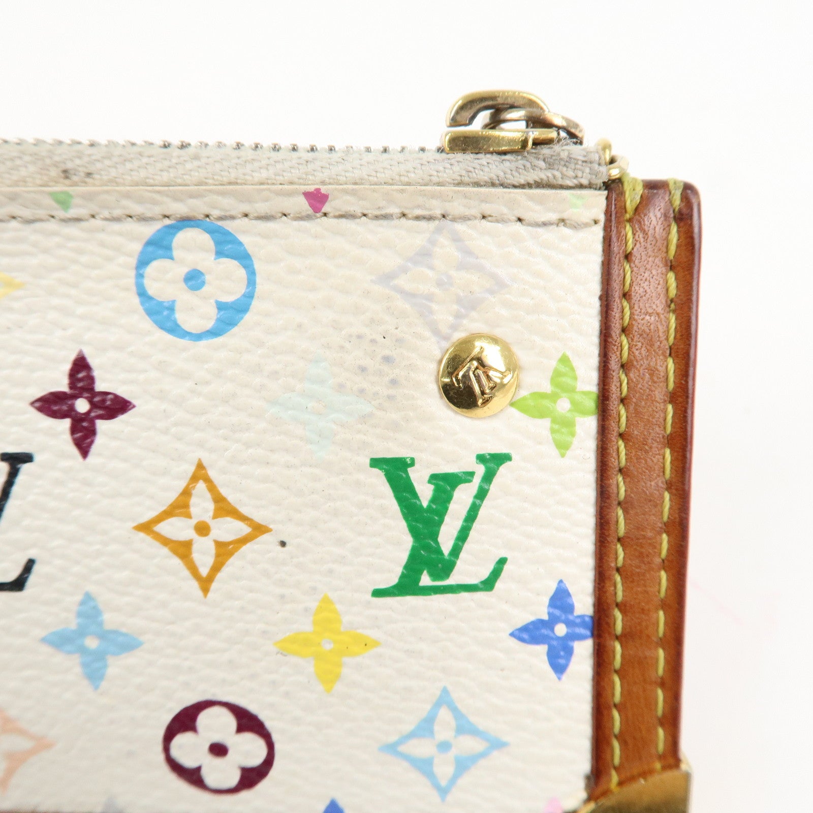 Louis Vuitton Monogram Multicolor Pochette Cles Blanc M92655 Used