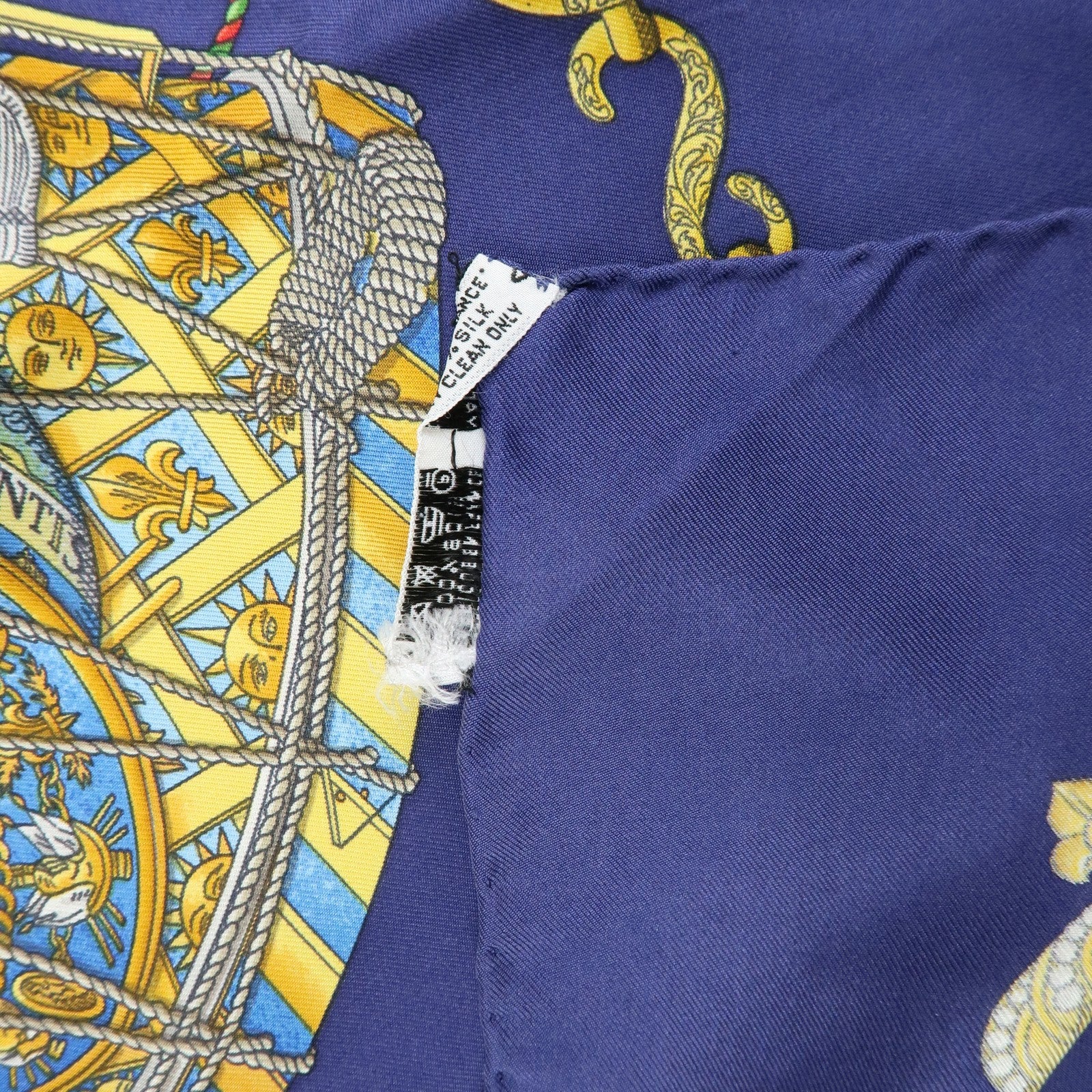 HERMES Carre 90 Set of 2 Silk 100% Scarf Black Navy Yellow