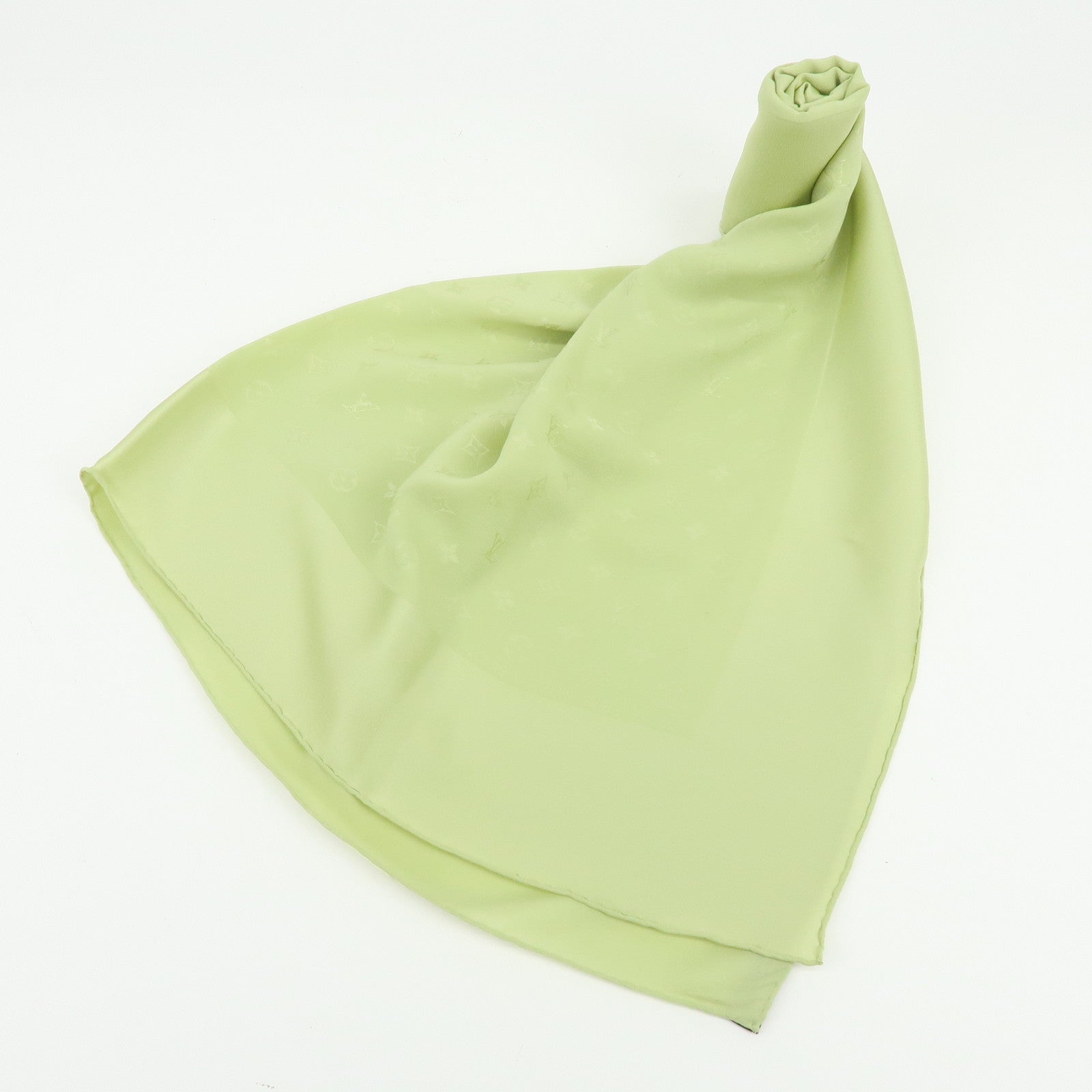 Louis Vuitton Monogram Shine Silk 100% Scarf Shawl Light Green