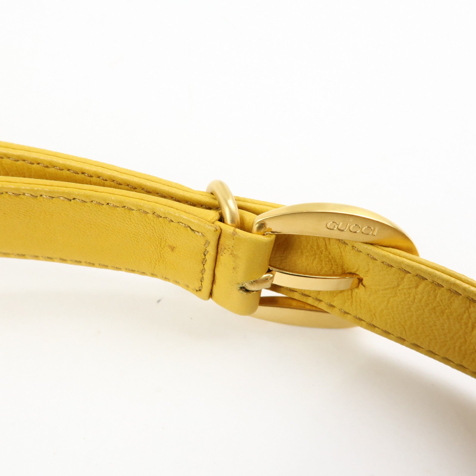 GUCCI Horsebit Suede Leather Shoulder Bag Yellow 007.3444