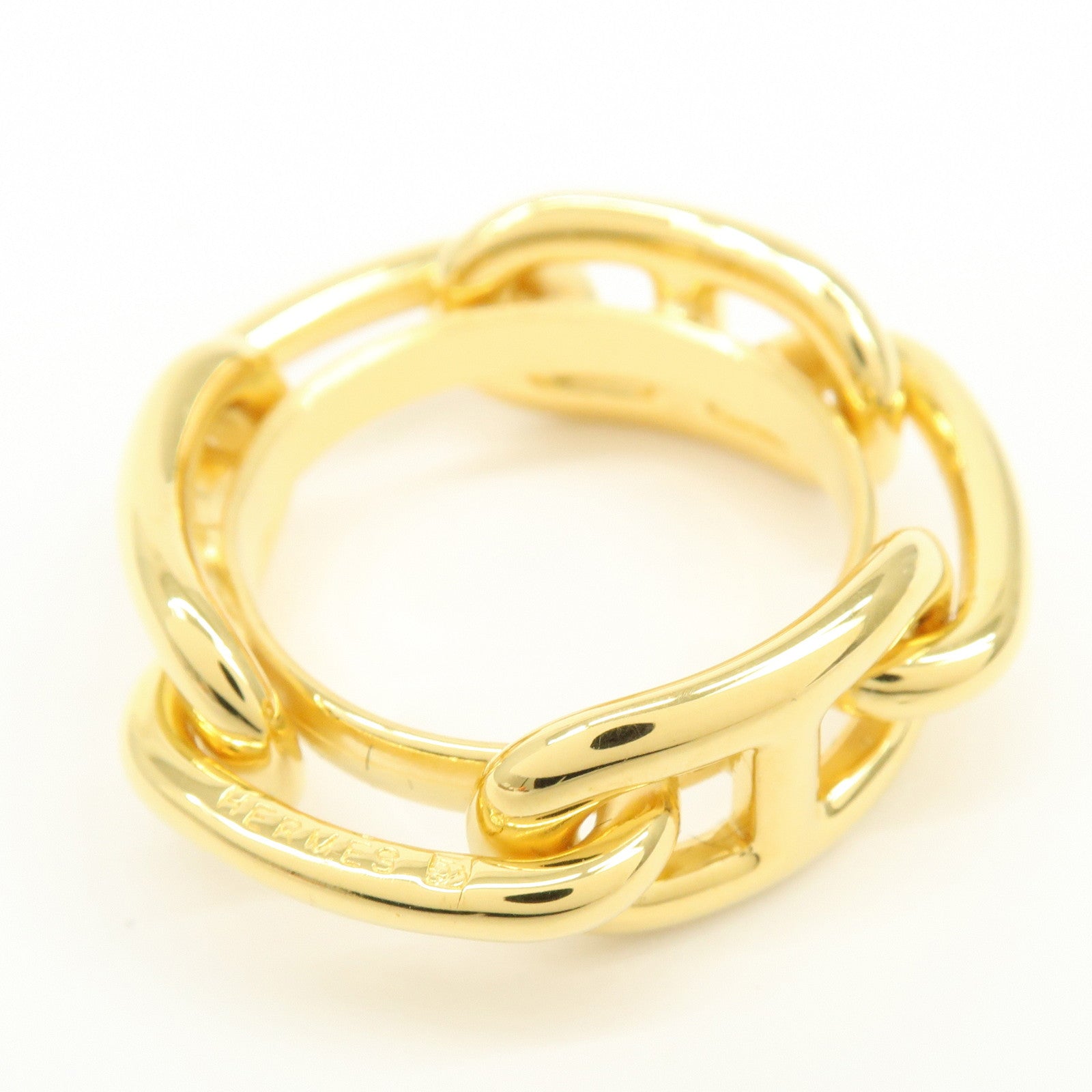 HERMES Scarf Ring 90 Legato Chaine d'Ancre Enchainee Gold