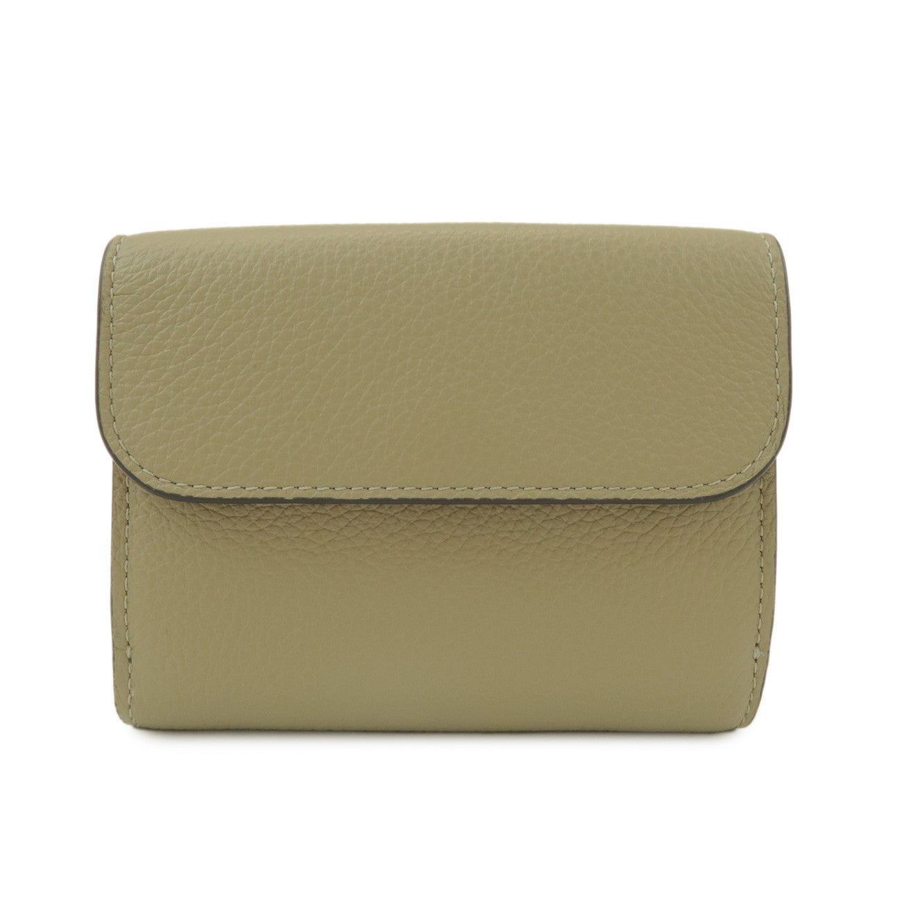 Chloe Leather Small Tri-fold C-charm Compact Wallet Khaki