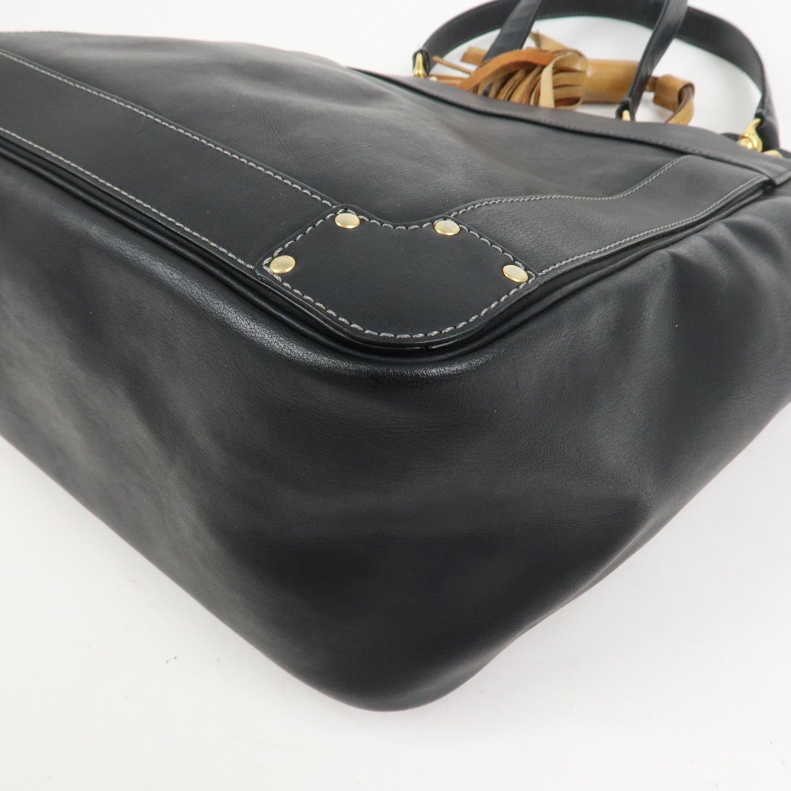 Chloe Eden Leather Tassel Shoulder Bag Hand Bag Black