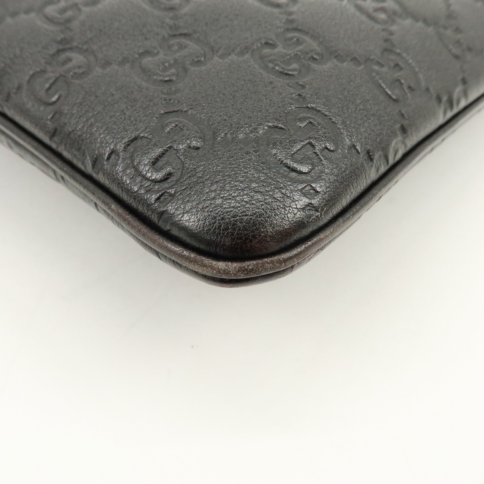GUCCI Guccissima Leather Shoulder Bag Crossbody Bag Dark Brown