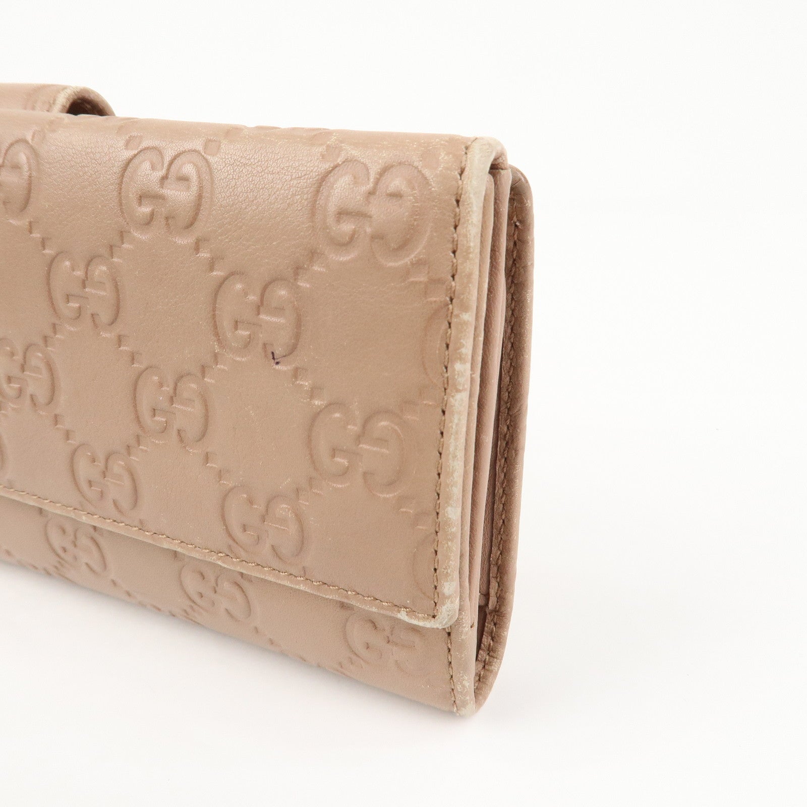 GUCCI Interlocking G Guccissima Leather Long Wallet Pink 212104