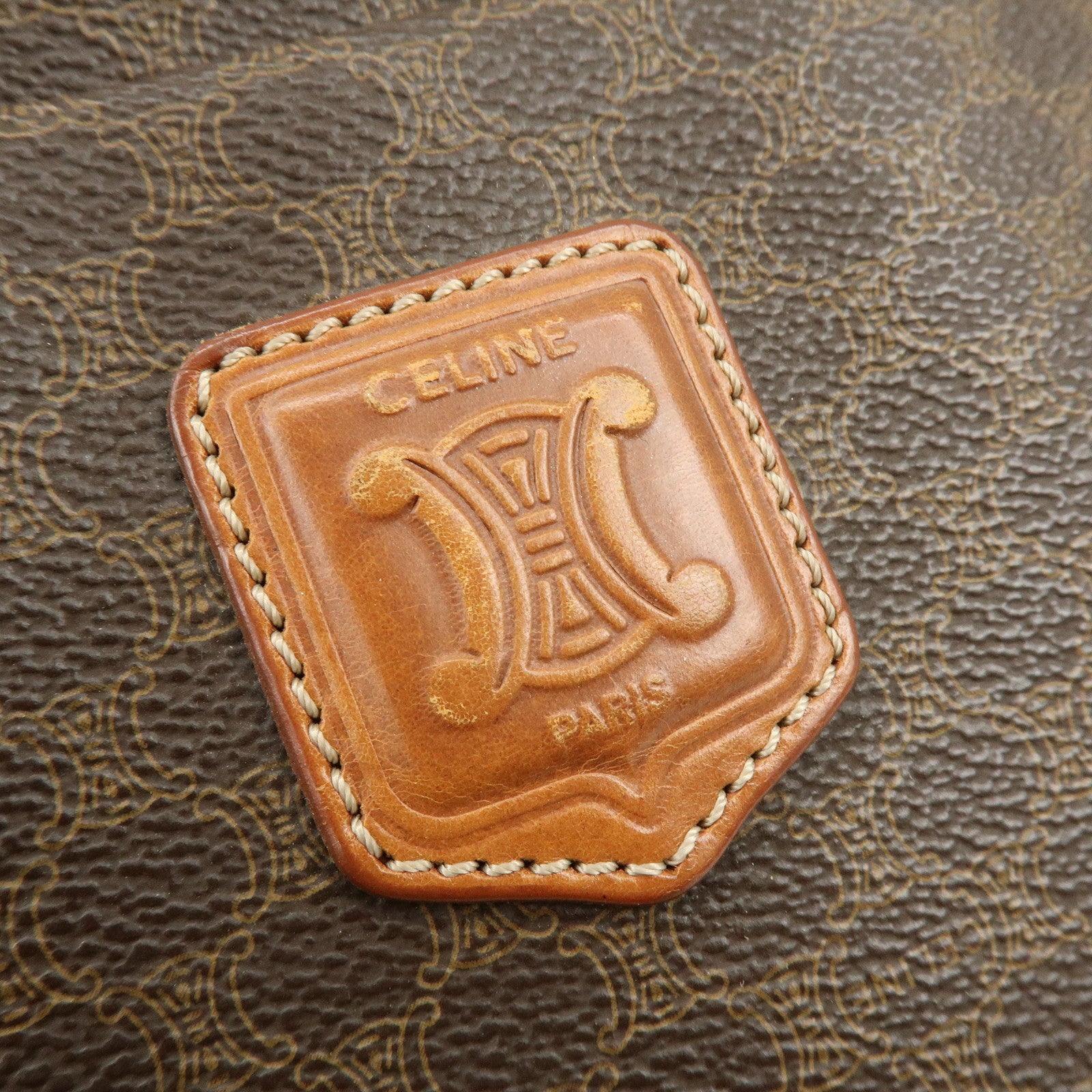 CELINE  Macadam PVC Leather Tote Bag Shoulder Bag Brown