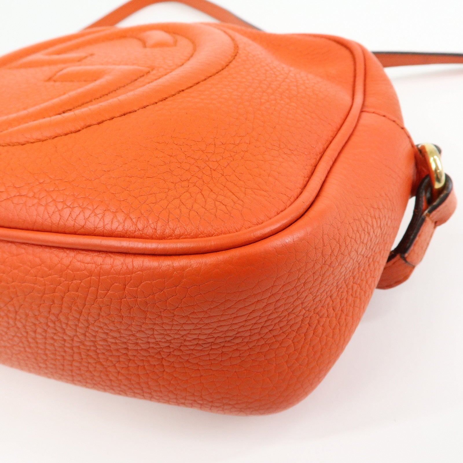 GUCCI SOHO Small Disco Leather Shoulder Bag Orange 308364