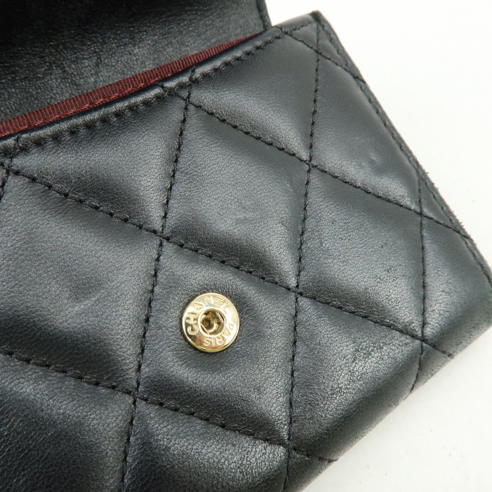 CHANEL COCO Mark Lambskin Matelasse Compact Wallet Black