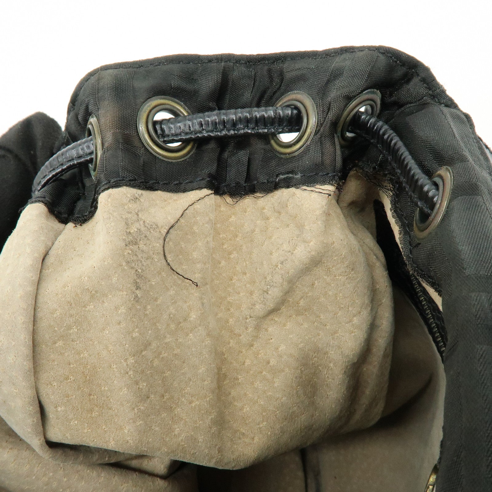 FENDI Logo Zucca Nylon Leather Backpack Rucksack Black