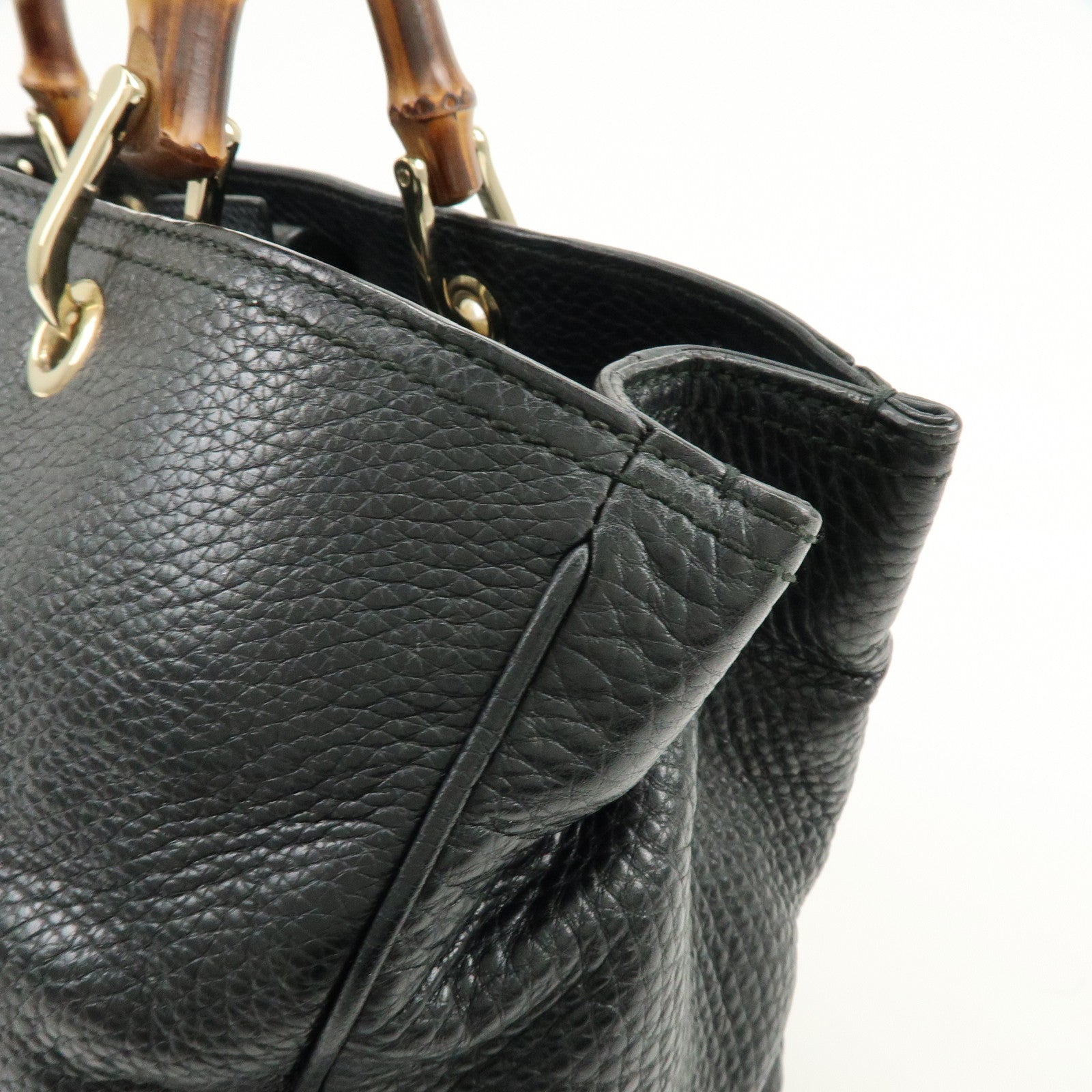 GUCCI Bamboo Leather Shopper Medium 2Way Bag Shoulder Bag 323660