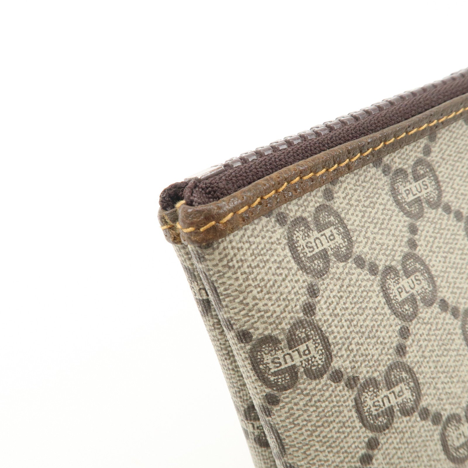 GUCCI GG Plus PVC Leather Clutch Bag Second Bag Beige Brown Used