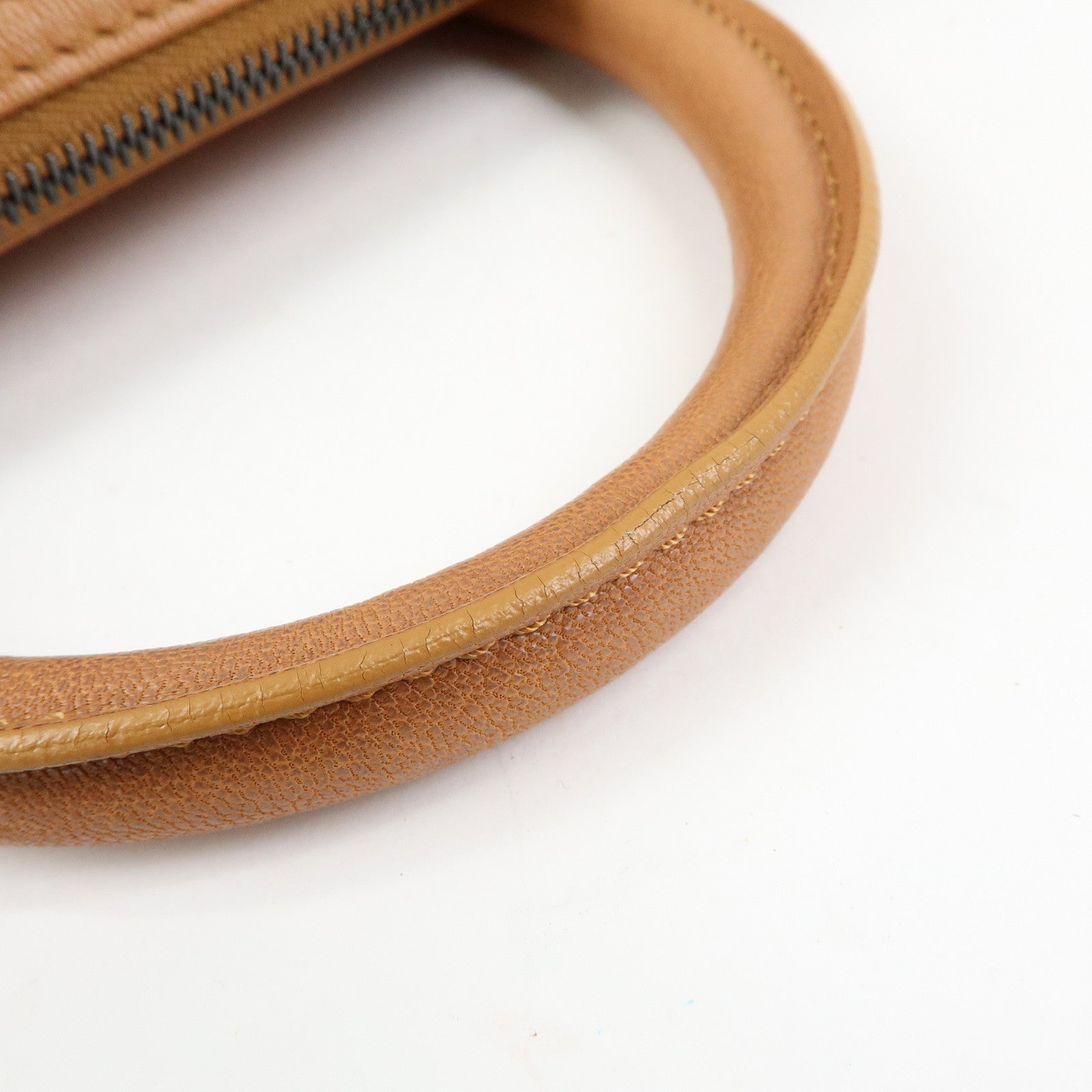 CELINE Logo Leather Hand Bag Boston Bag Hand Bag Brown