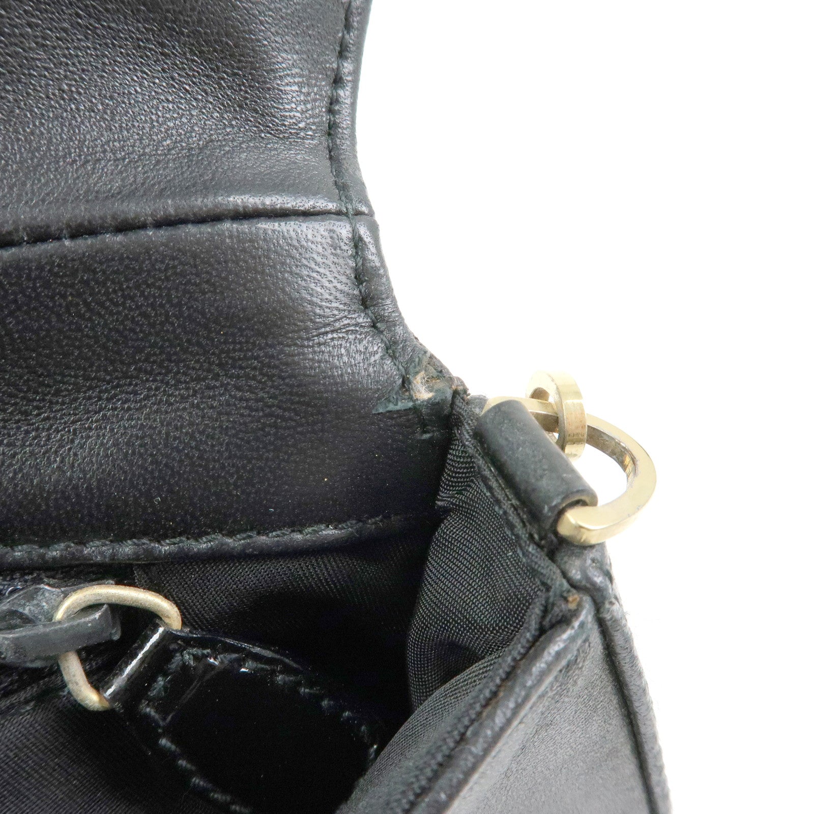 Christian Dior Cannage Leather Chain Shoulder Bag Clutch Bag Black