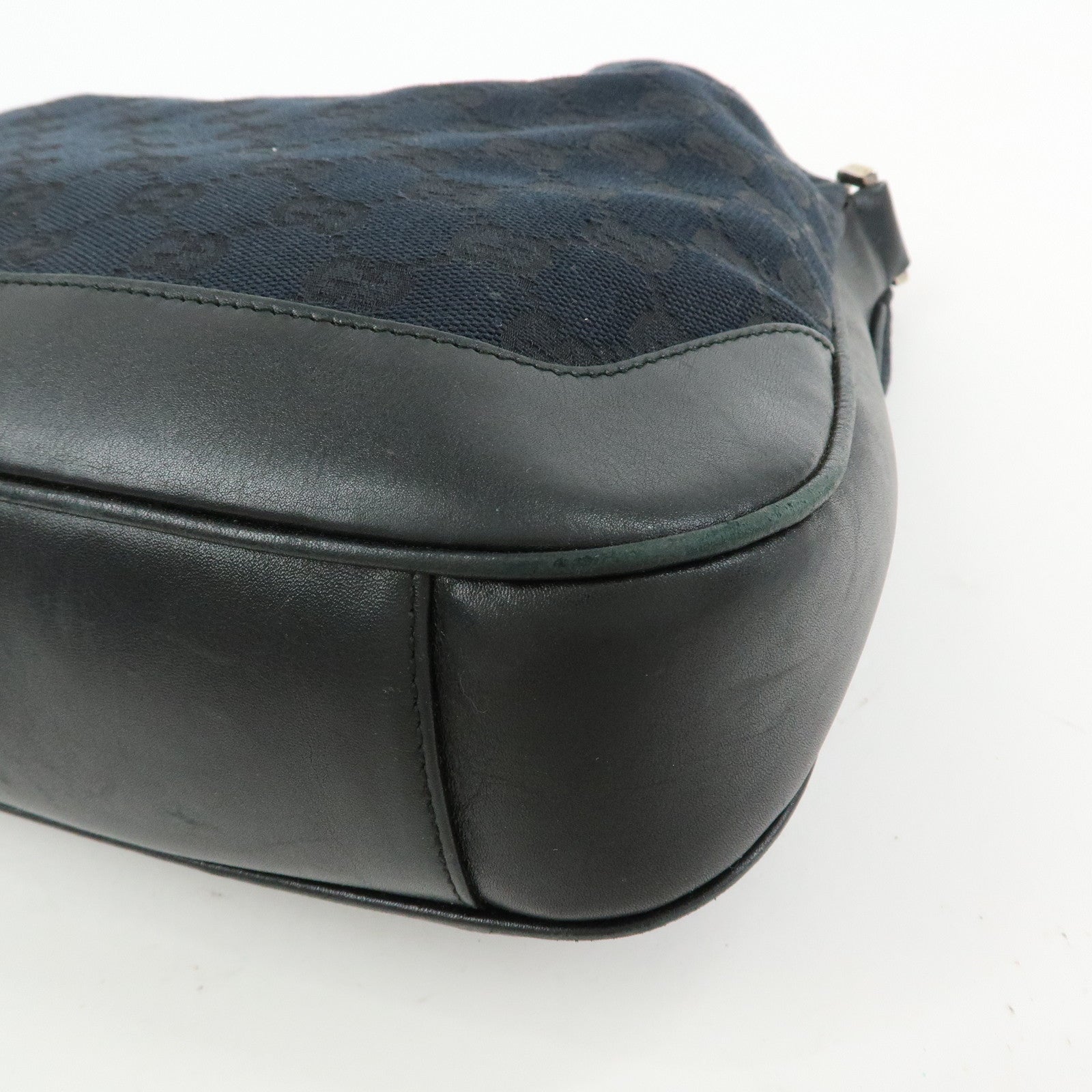 GUCCI Bamboo GG Canvas Leather Shoulder Bag Black 001・4095・001553