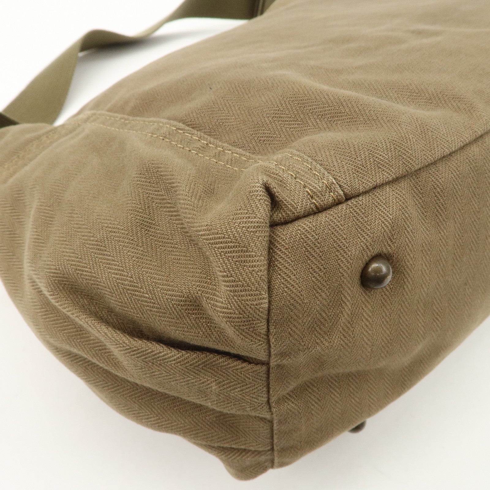 BURBERRY Canvas Leather London Blue Label Shoulder Bag Khaki Brown Used