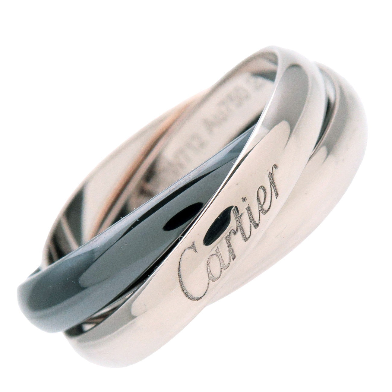Cartier Trinity Ring Black Ceramic K18 White Gold #55 US7.5 EU55