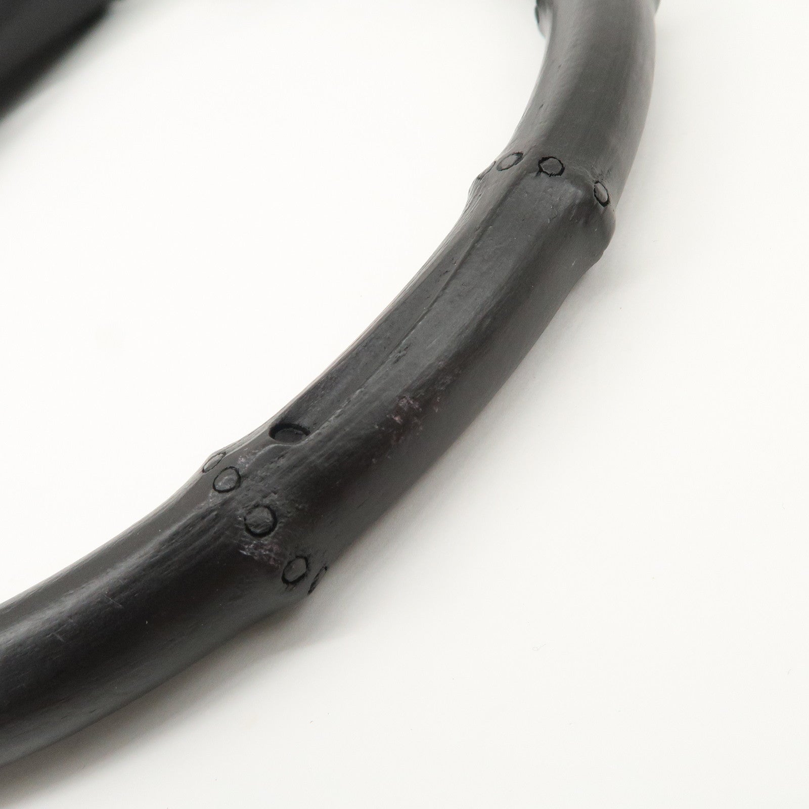 GUCCI Bamboo Leather Shoulder Bag Black Gold HDW 001.4096 Used