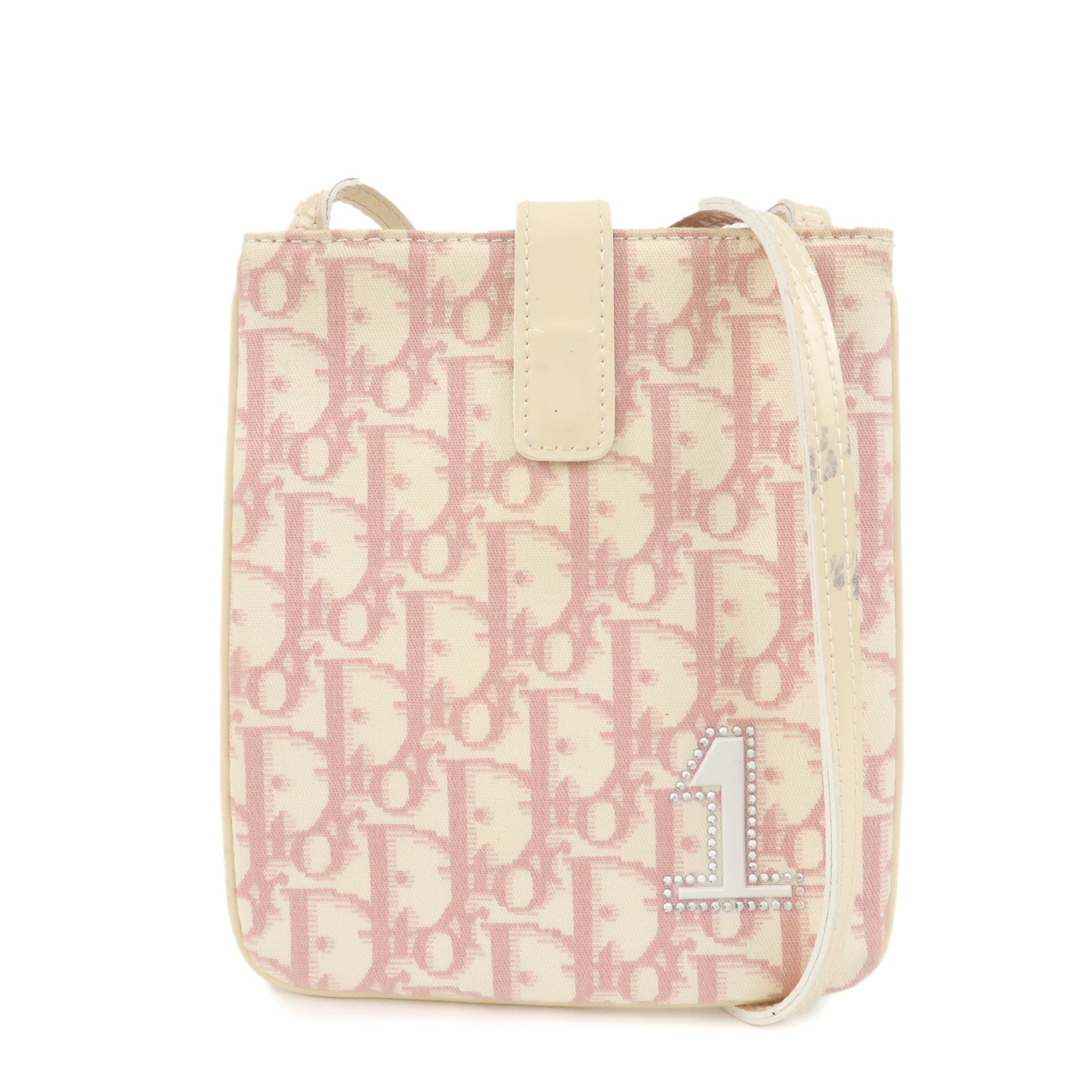 Christian Dior Trotter Girly Canvas PVC Shoulder Bag Pink Ivory