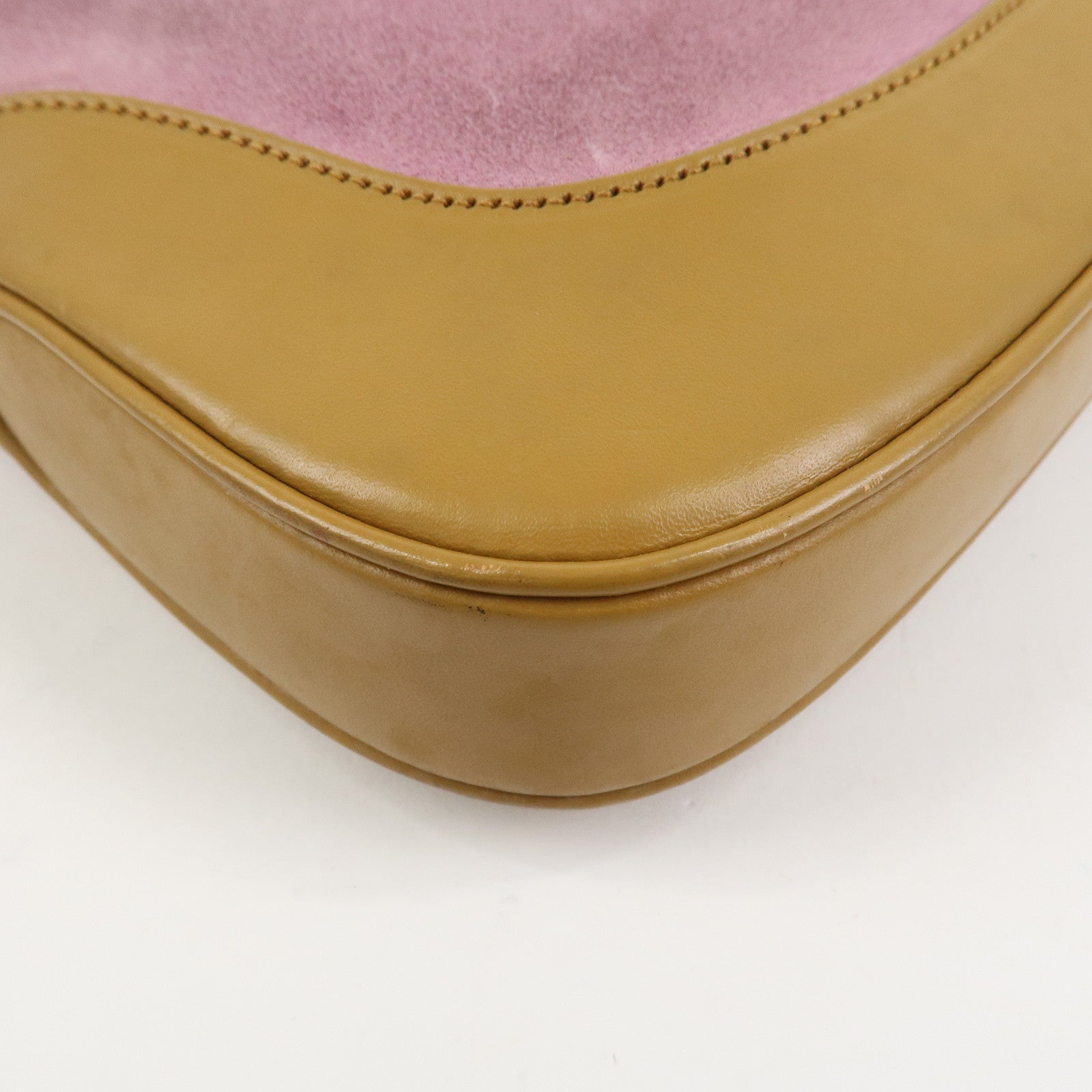 GUCCI Jackie Suede Shoulder Bag Hand Bag Pink Light Brown 001.3306