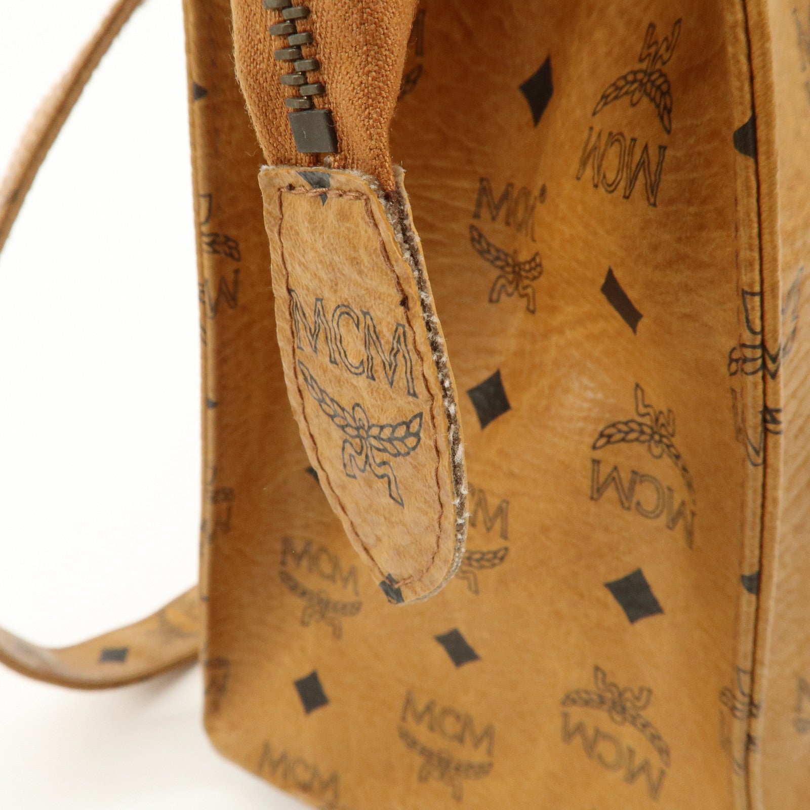 MCM Visetos Leather Shoulder Bag Tote Bag Brown