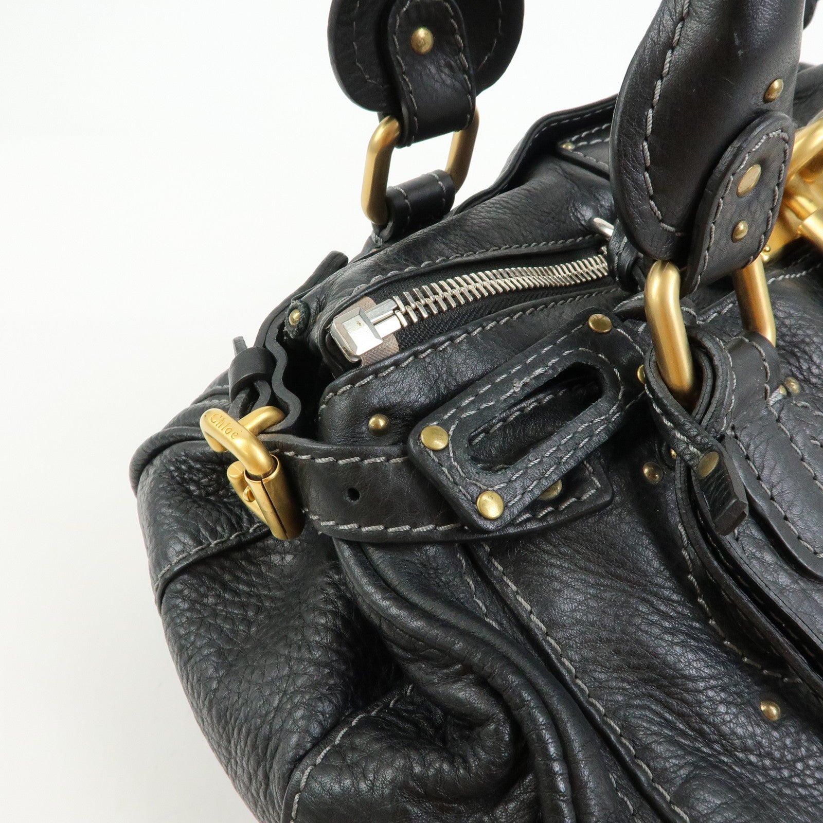 Chloe Paddington Leather Tote Bag Hand Bag Black