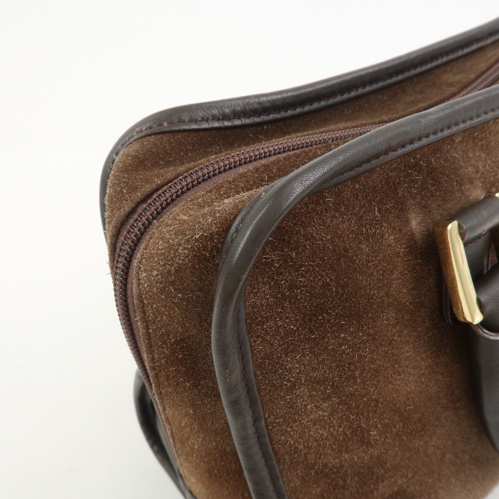 LOEWE Anagram Suede Leather Amazona 27 Hand Bag Brown