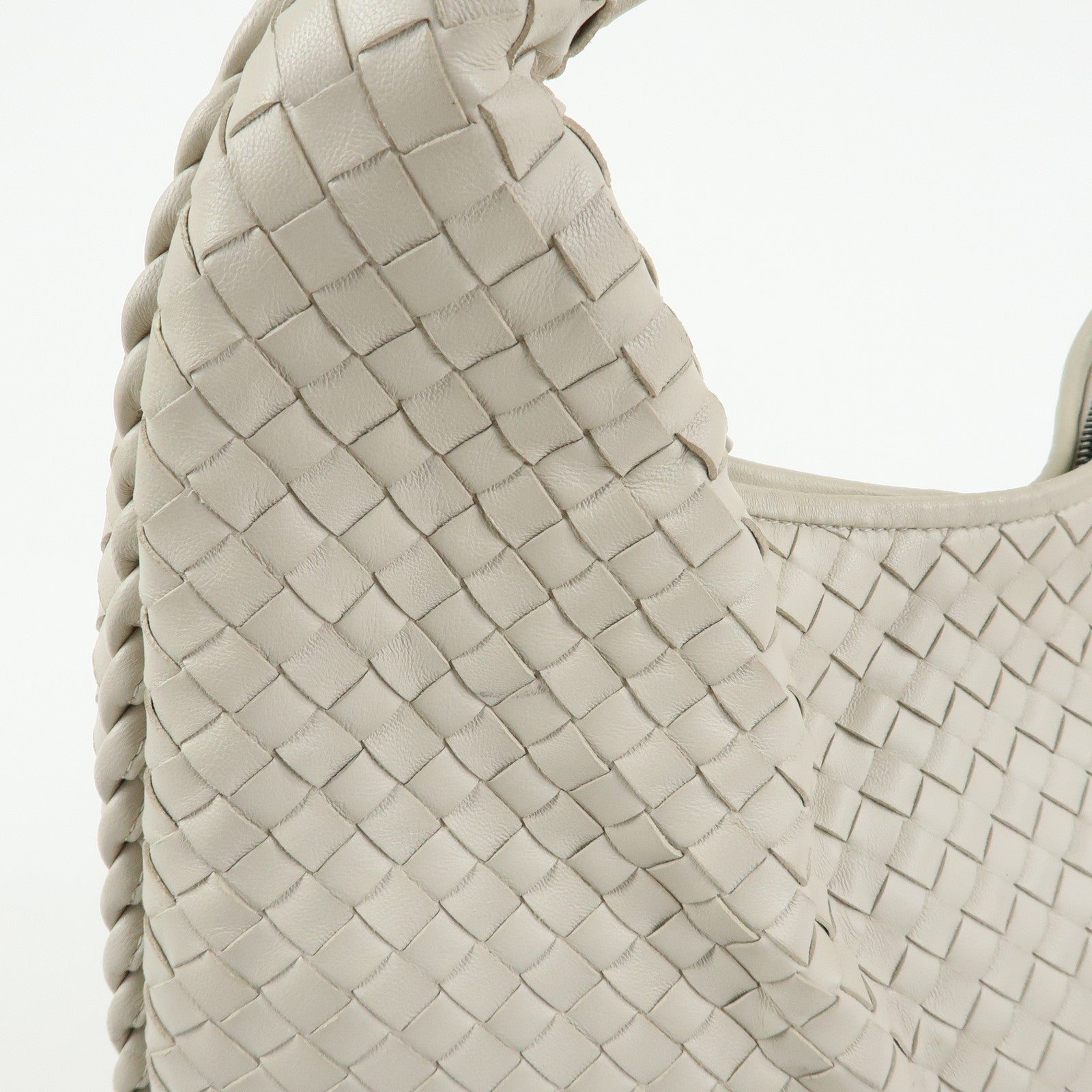 BOTTEGA VENETA Hobo Intrecciato Leather Shoulder Bag Ivory 232499