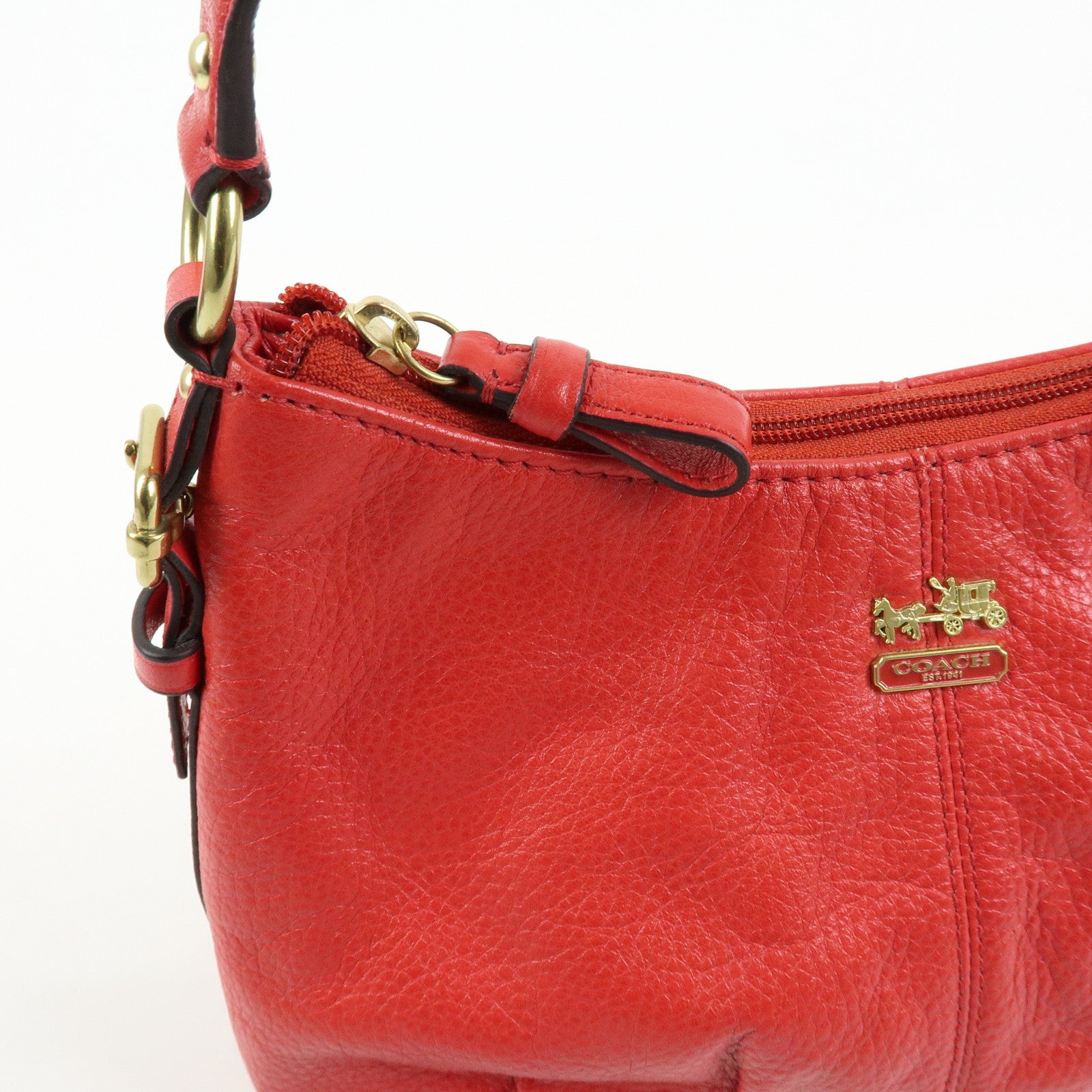COACH Edie Set of 2 Leather Shoulder Bag Hand Bag Red
