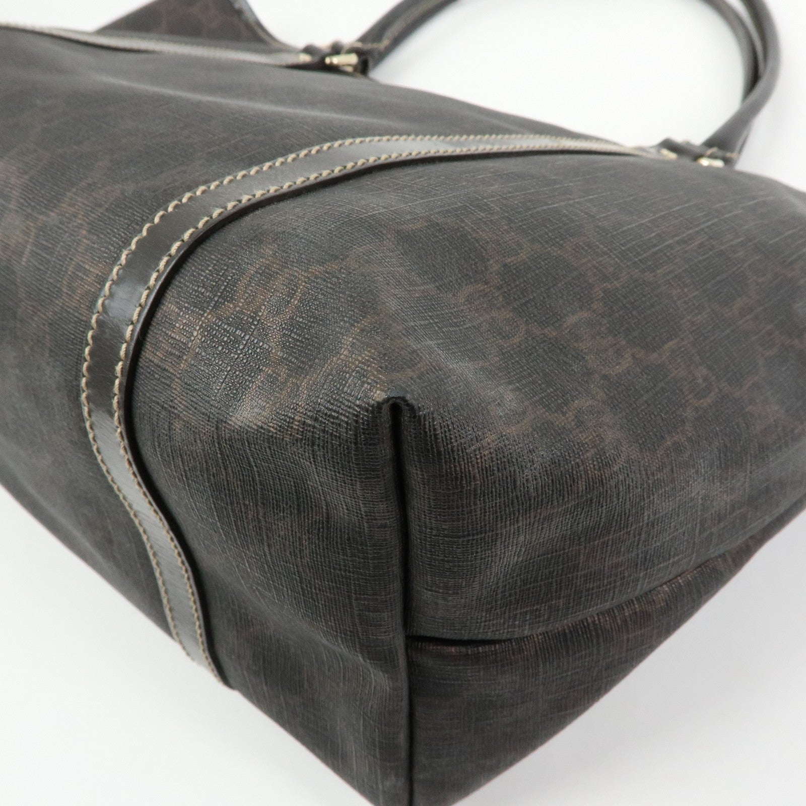 GUCCI GG Supreme Patent Leather Tote Bag Shoulder Bag Brown 197953