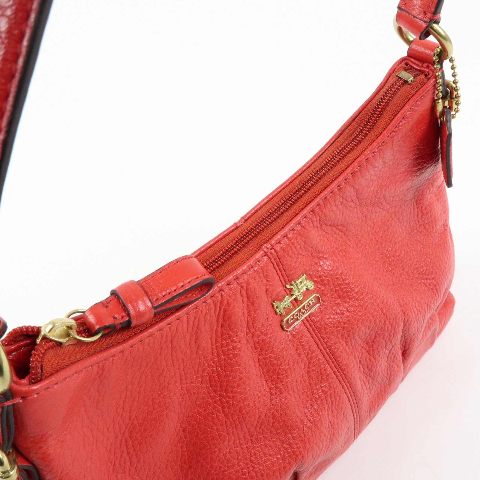 COACH Edie Set of 2 Leather Shoulder Bag Hand Bag Red