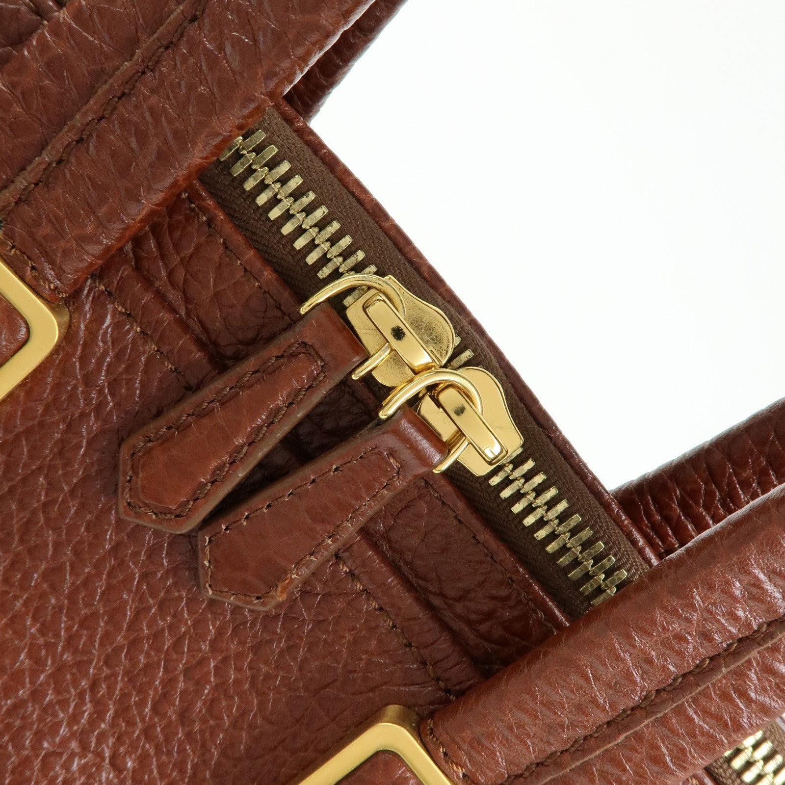 FENDI Leather 2Way Bag Hand Bag Shoulder Bag Brown 8BL114