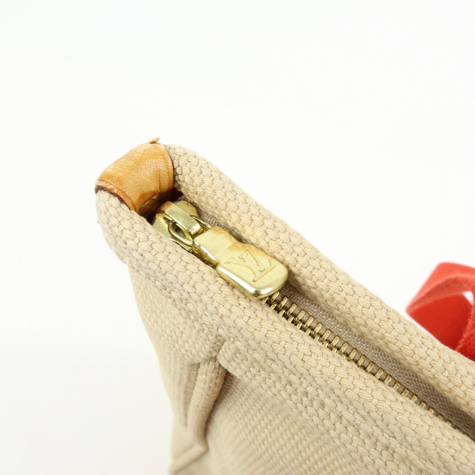 Louis Vuitton Antigua Cabas MM Canvas Leather Tote Bag Beige M40035