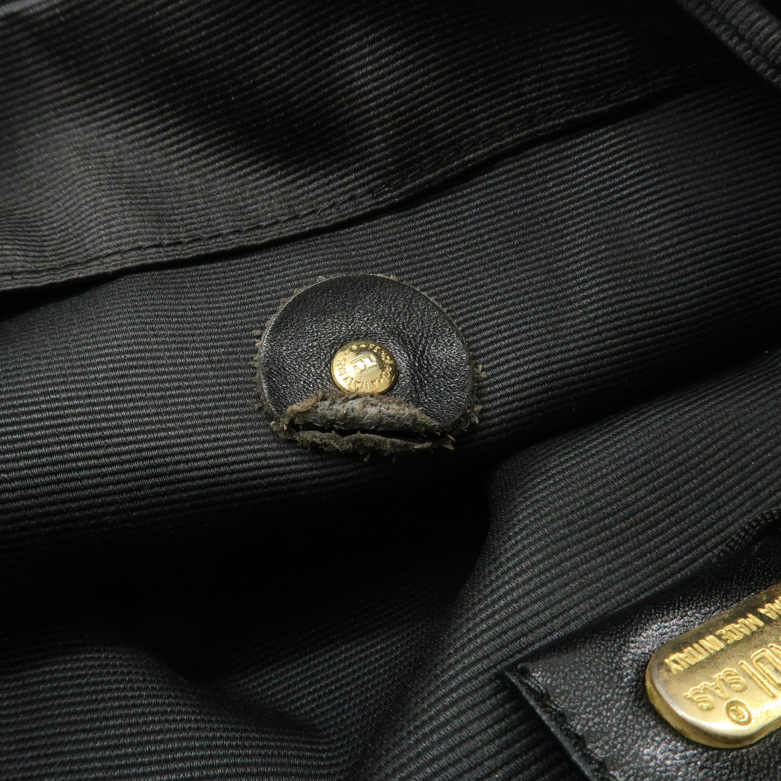 FENDI Nylon Leather Back Pack Black Gold Hardware 263390
