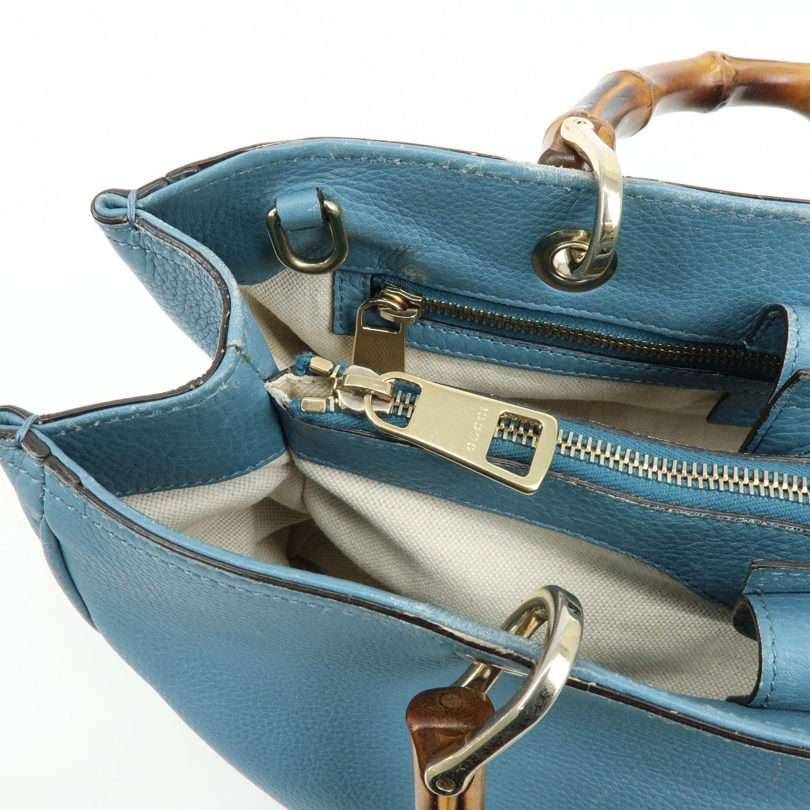 GUCCI Bamboo Leather Shopper Medium 2Way Bag Shoulder Bag 323660