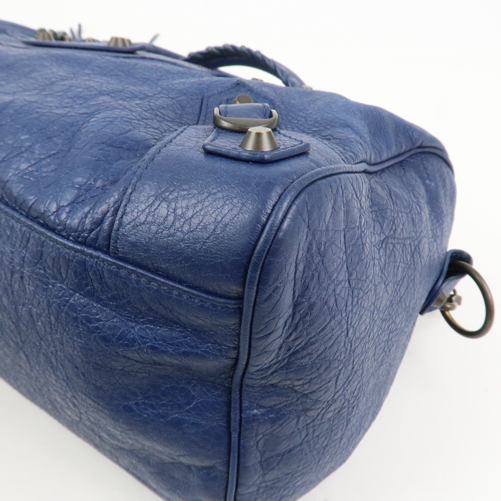 BALENCIAGA Leather The Twiggy 2WAY Bag Hand Bag Blue 409334