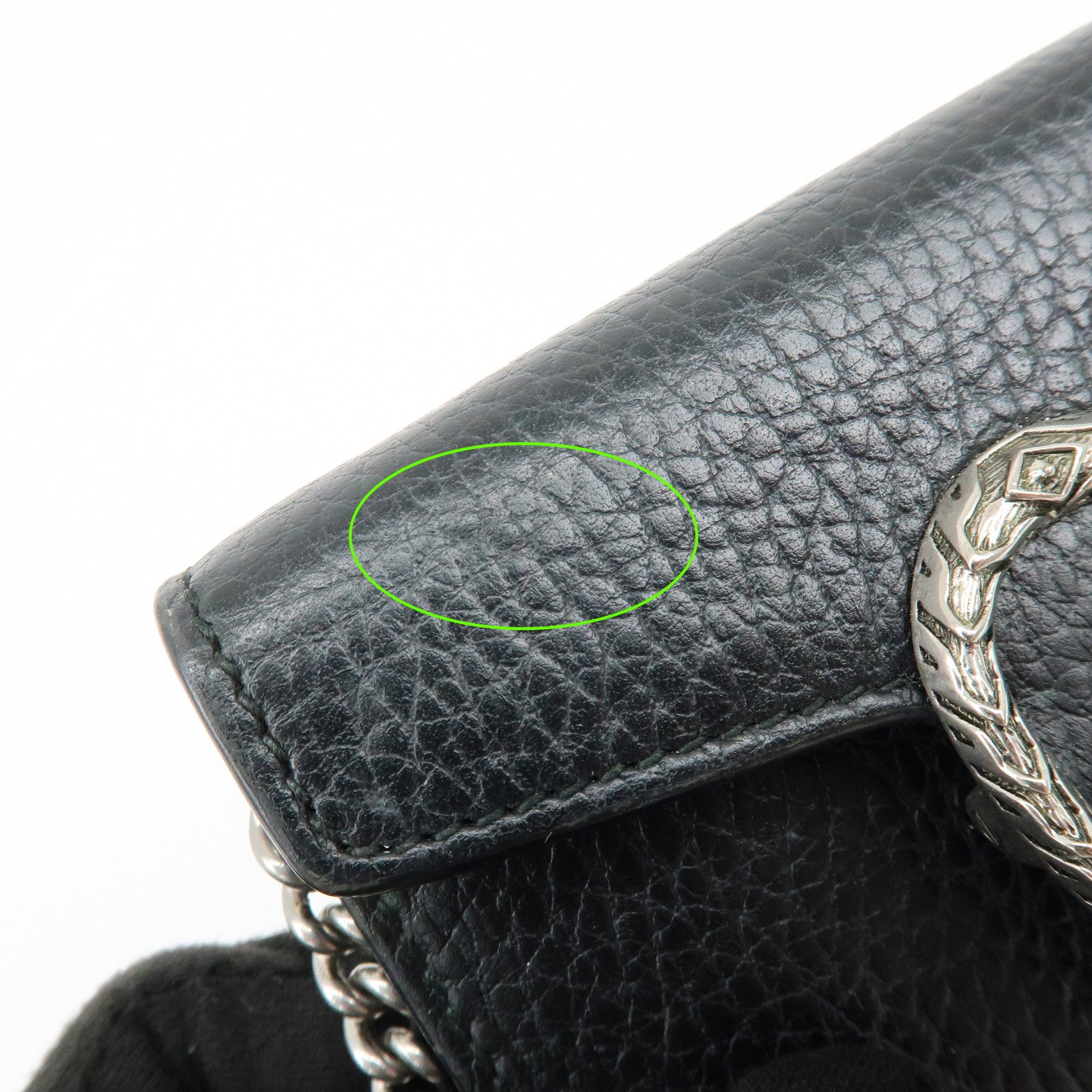 GUCCI Dionysus Leather Chain Compact Wallet Coin Case Black 574930