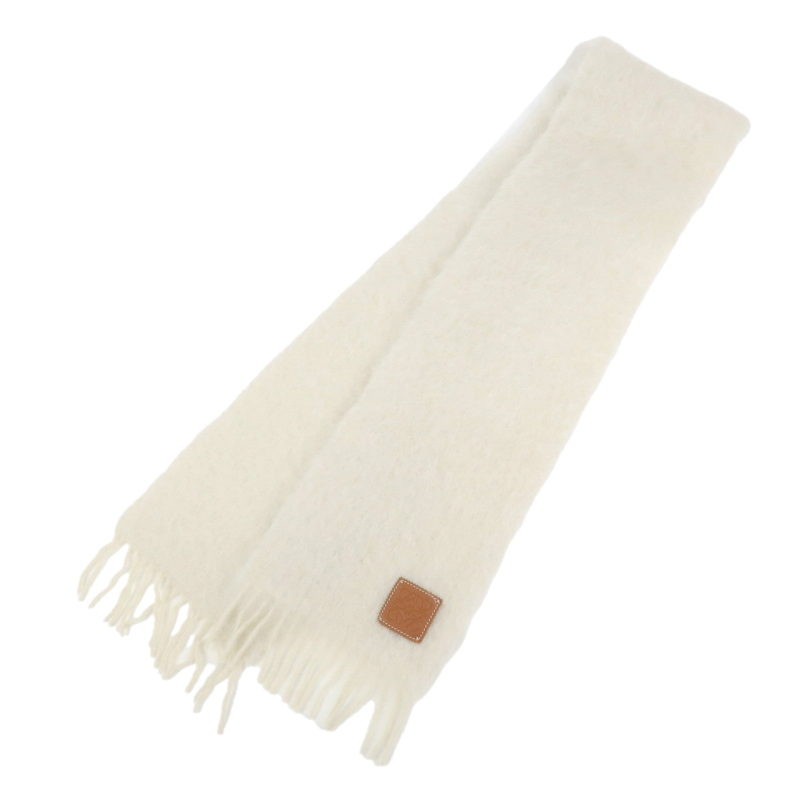 LOEWE Anagram Wool Scarf Stole Muffler Ivory