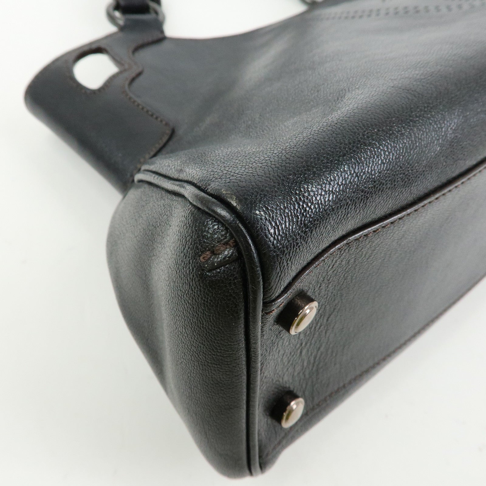 Cartier Marcello de Cartier Leather Hand Bag Tote Bag Black