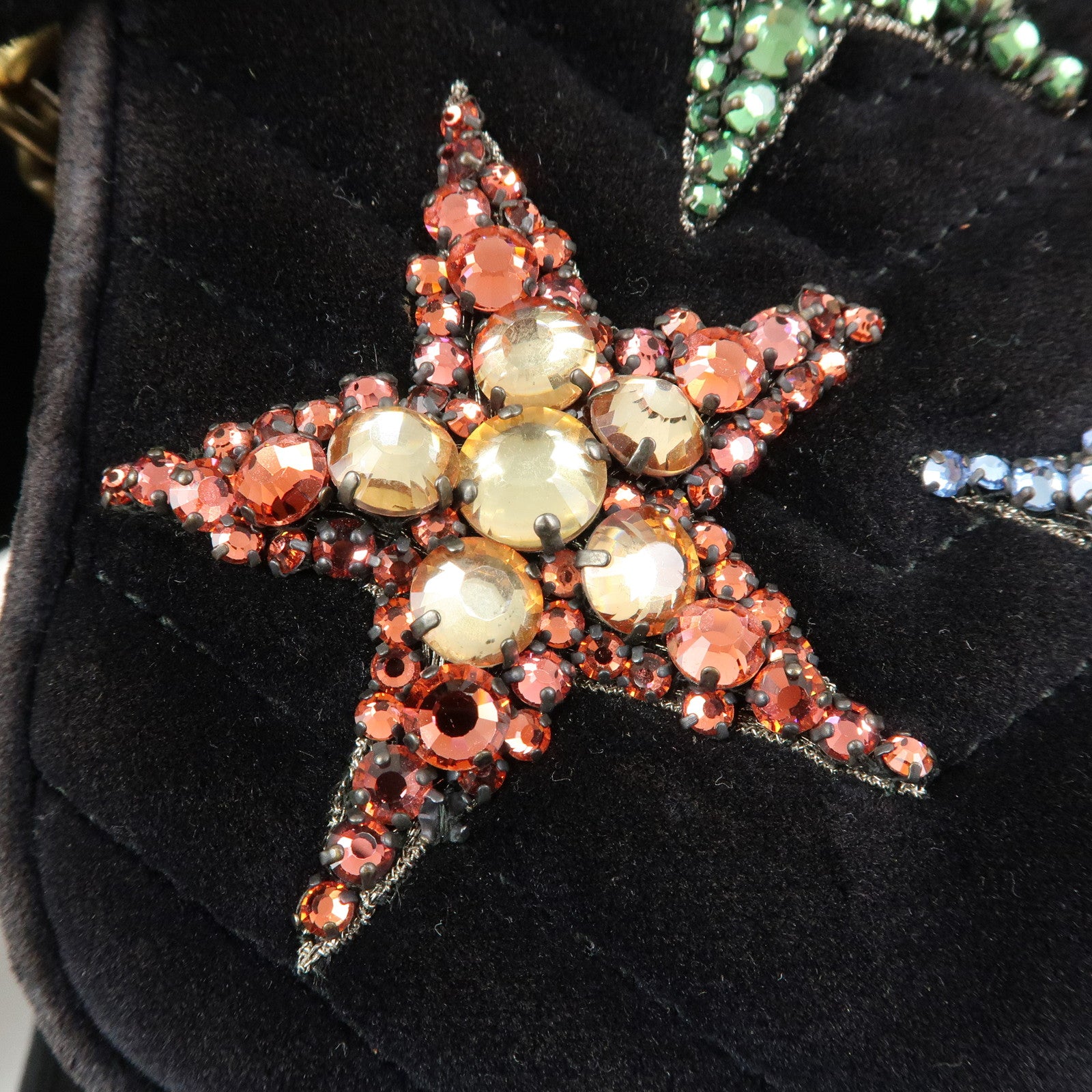 GUCCI GG Marmont Velvet Leather StarMotif Bijou Shoulder Bag 447632