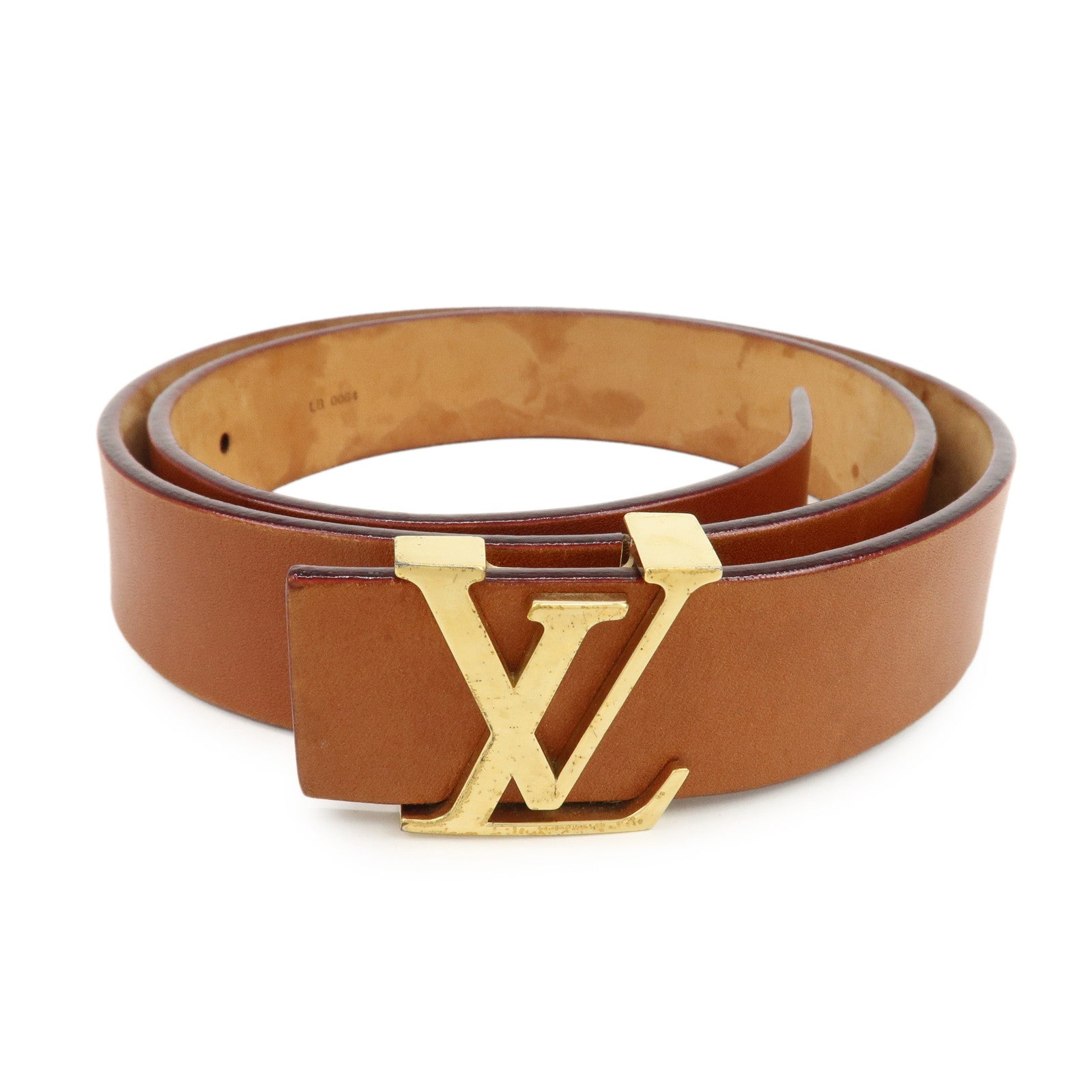 Louis Vuitton Leather Ceinture LV Initial Belt 80/32 Caramel M6901