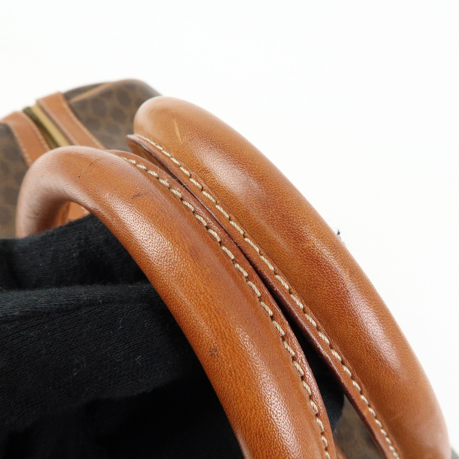 CELINE Macadam PVC Leather Boston Bag Hand Bag Brown