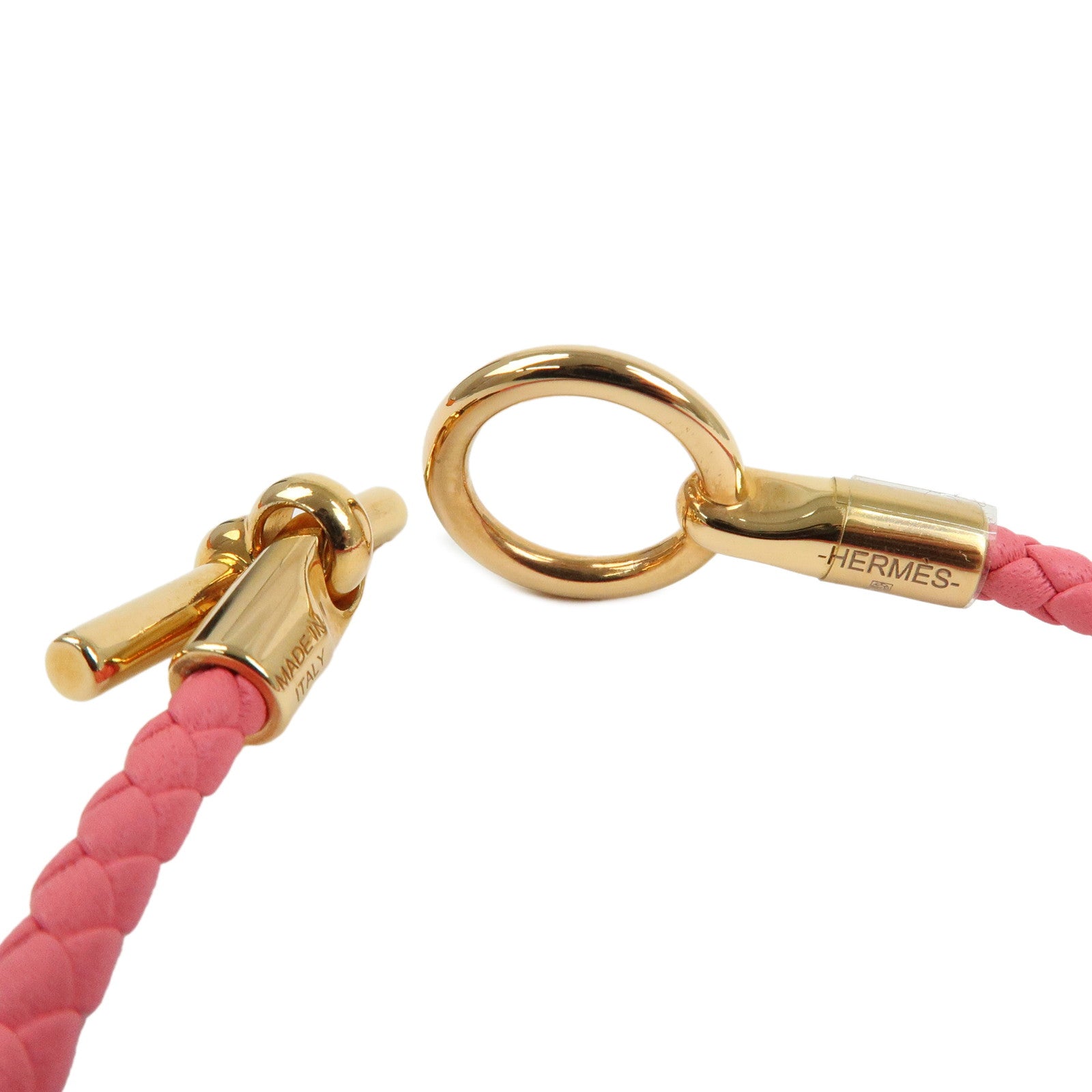 HERMES Glenan H Tresse en Veau Swift Leather Bracelet Pink