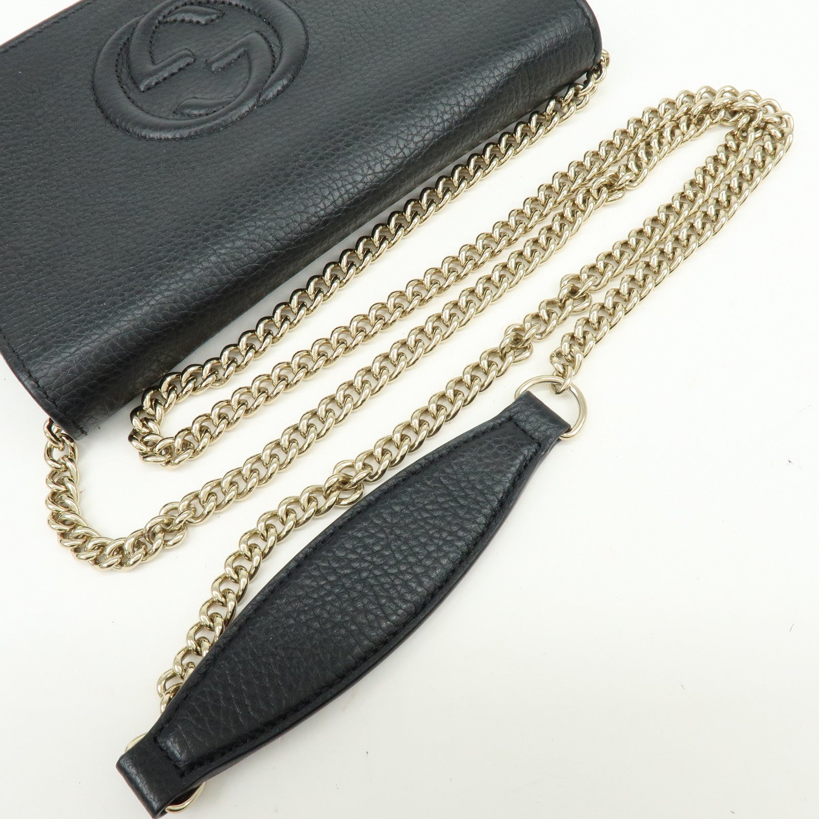 GUCCI SOHO Interlocking G Chain Shoulder Wallet Bag Black 598211