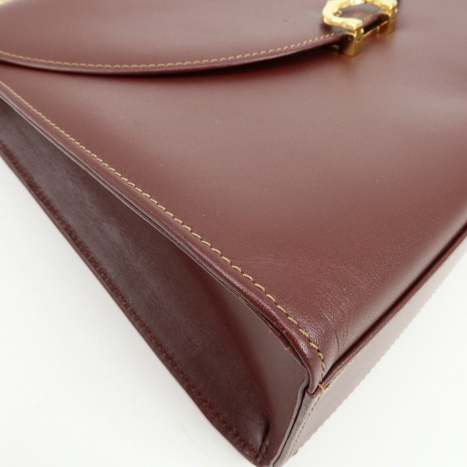 Cartier Must de Cartier Calf Skin Hand Bag Tote Bag Bordeaux