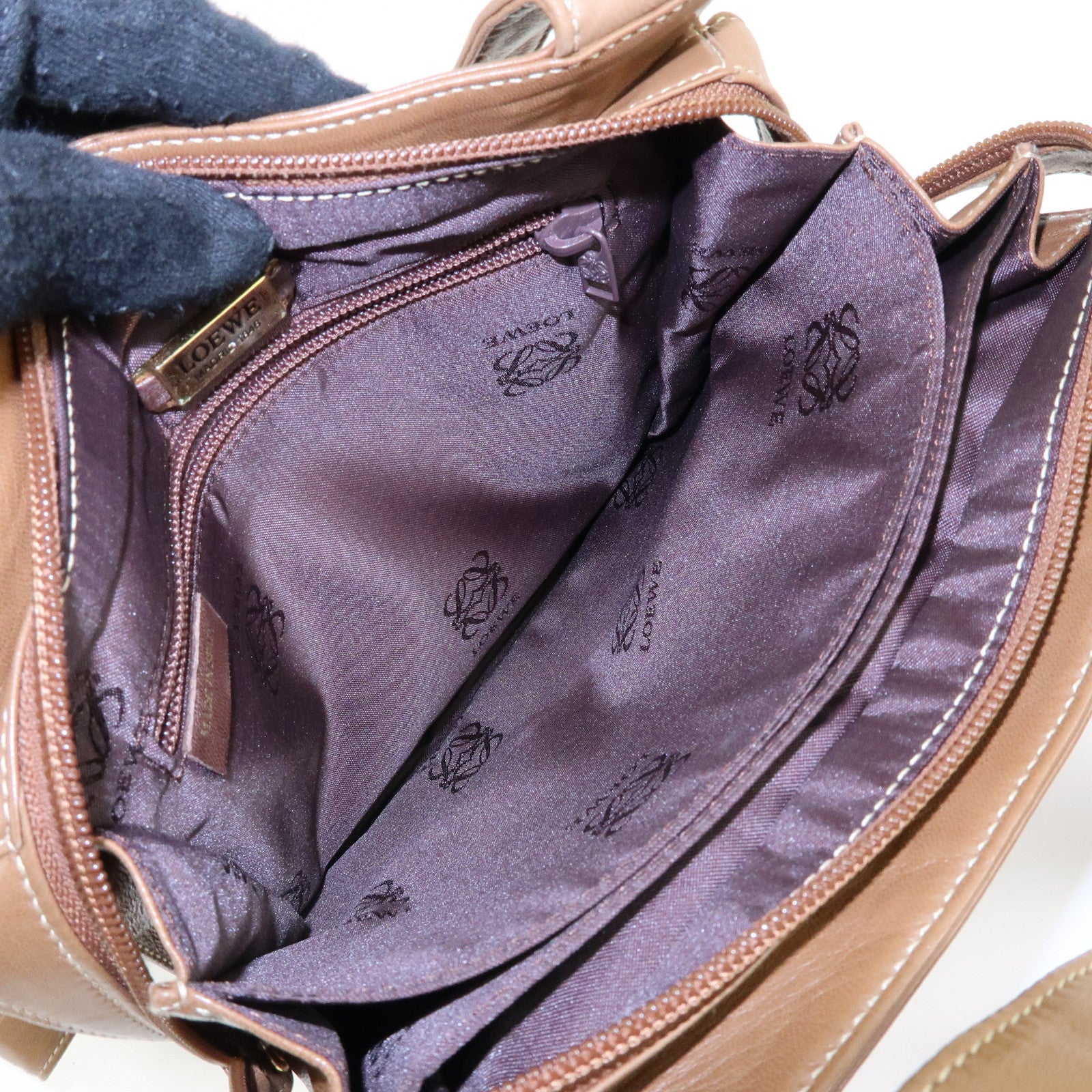 LOEWE Anagram Nappa Leather Shoulder Bag Hand Bag Brown