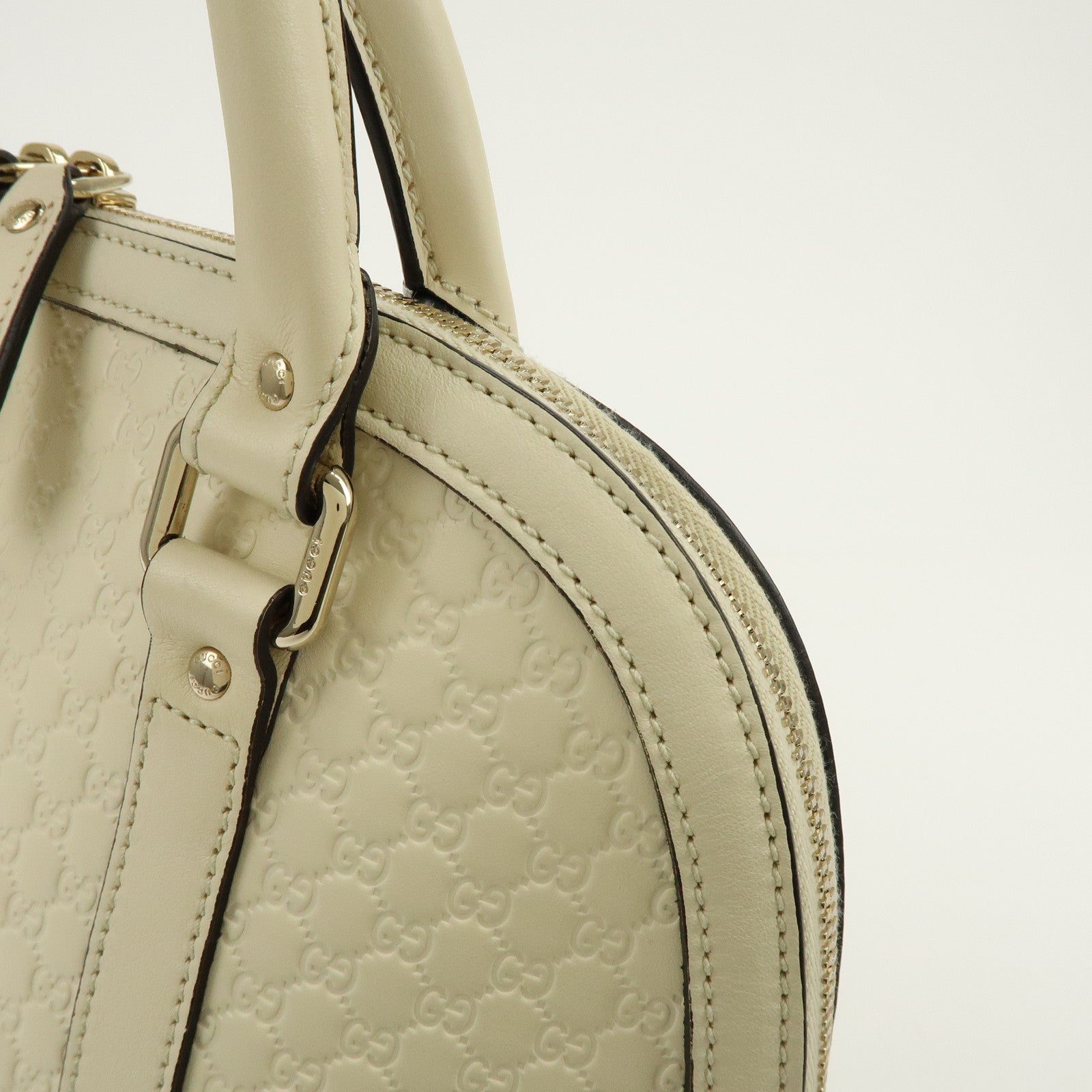 GUCCI Microguccissima Leather 2Way Bag Hand Bag Ivory 449663