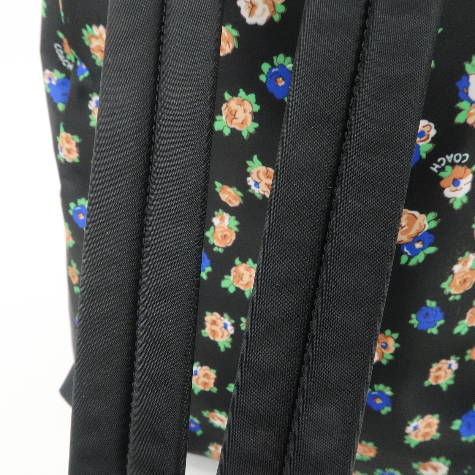 COACH Charlie Nylon Leather Floral Backpack Rucksack Black